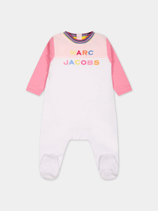 Tutina bianca per neonata con logo multicolor,Little Marc Jacobs,W97100 475