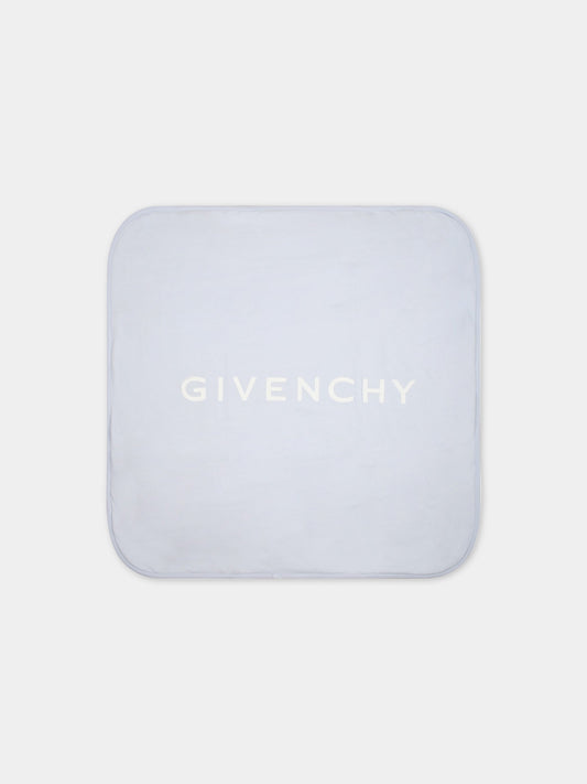 Coperta celeste per neonato con logo bianco,Givenchy Kids,H90163 771
