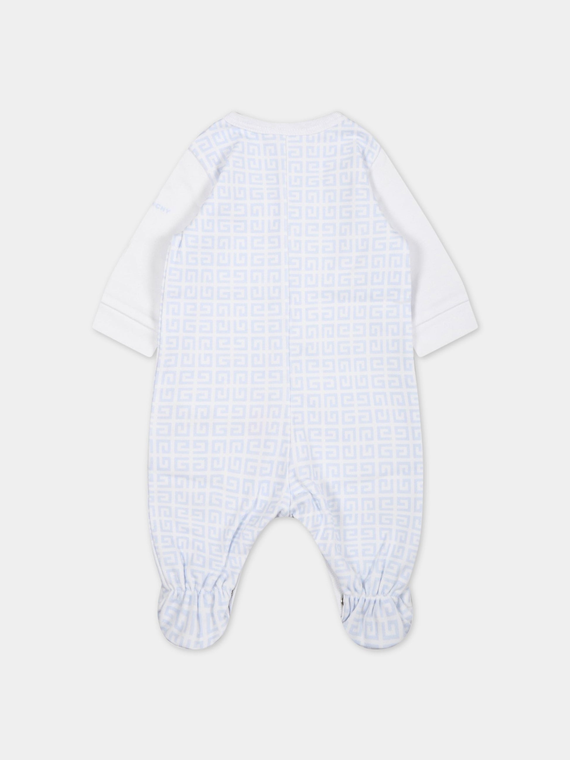 Tutina bianca per neonato con logo celeste,Givenchy Kids,H97086 771