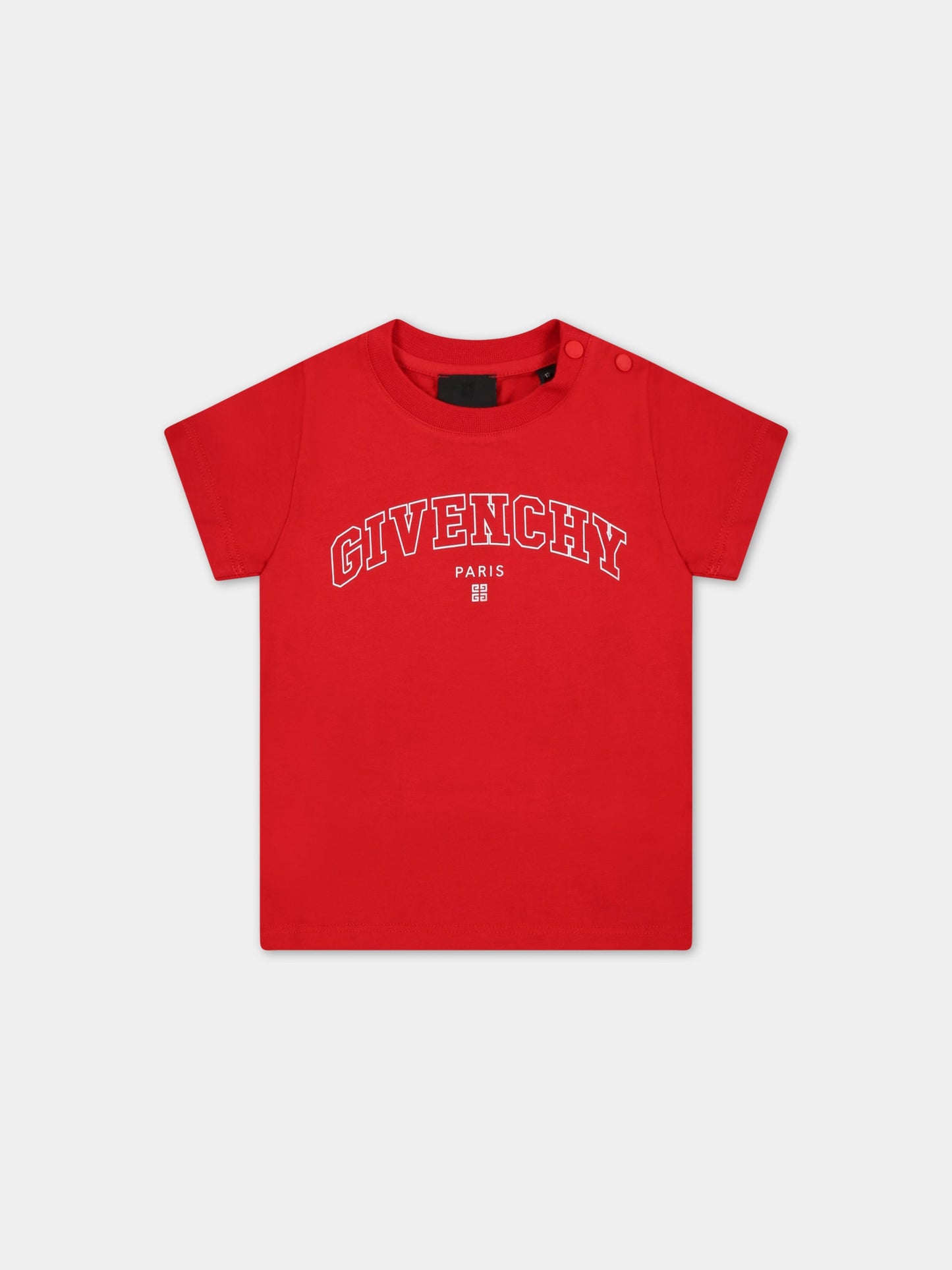 T-shirt rossa per neonati con logo bianco,Givenchy Kids,H05248 991