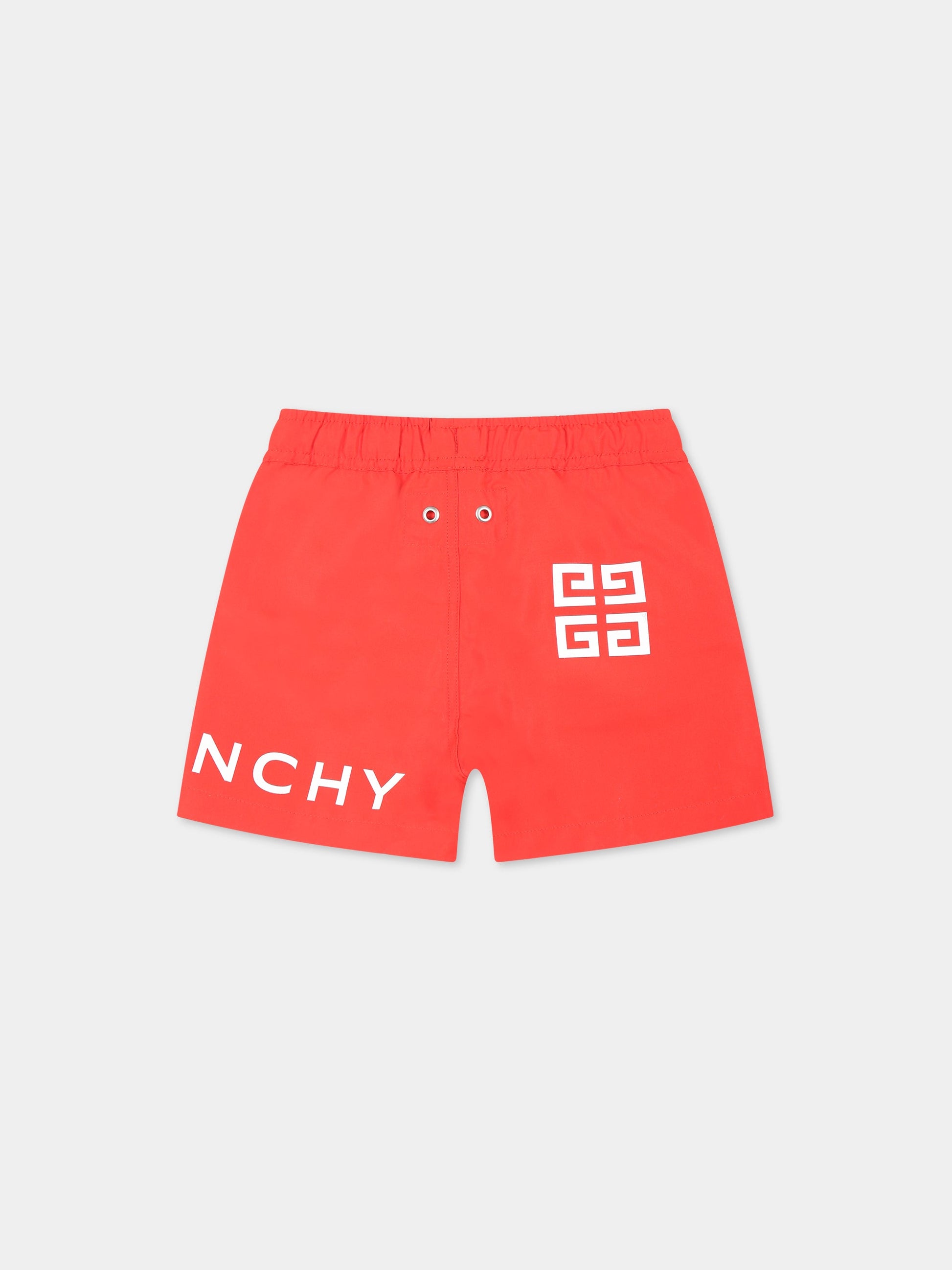 Boxer-mare rosso per neonato con logo,Givenchy Kids,H00060 991