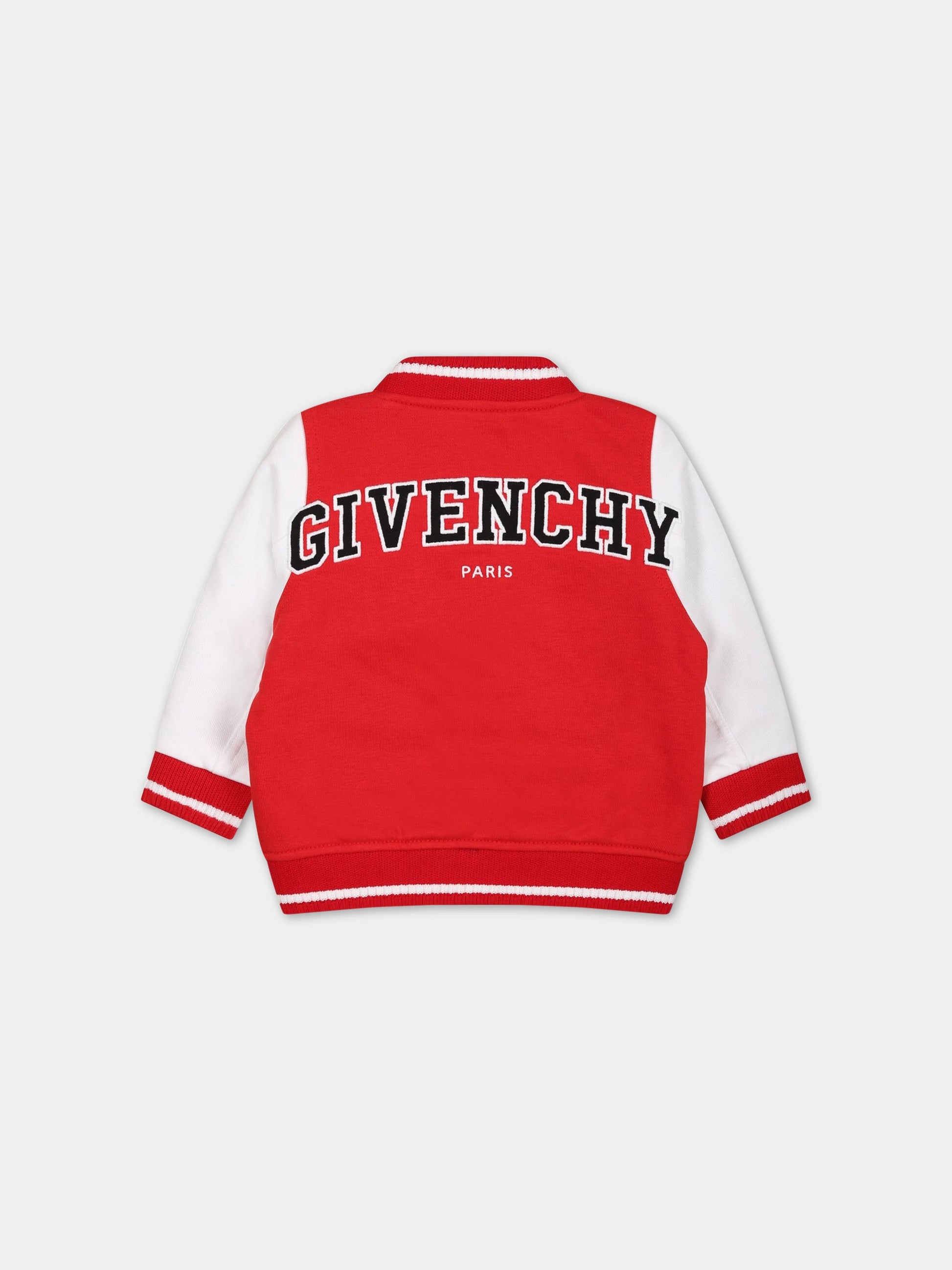 Bomber rosso per neonato con logo,Givenchy Kids,H05265 991