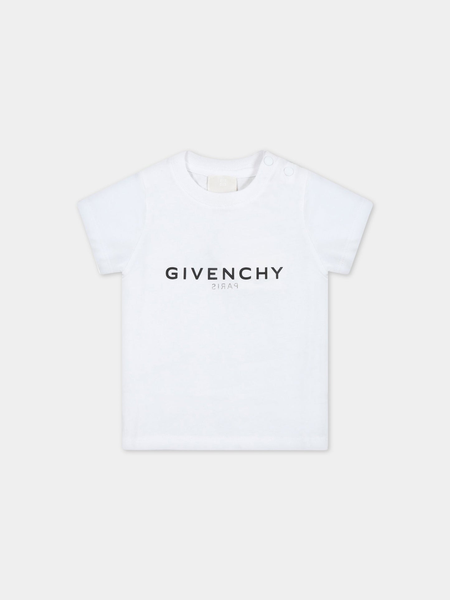 T-shirt bianca per neonati con logo nero,Givenchy Kids,H05246 10P