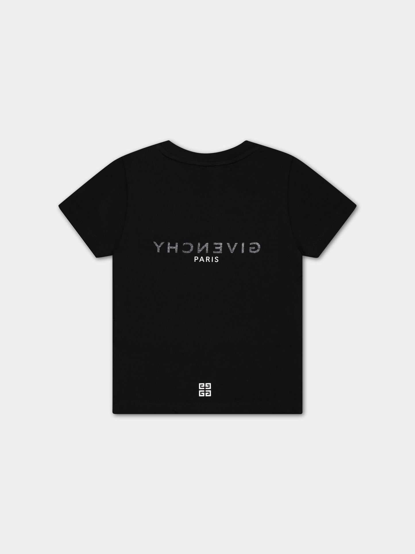 T-shirt nera per neonato con iconico logo,Givenchy Kids,H05246 09B