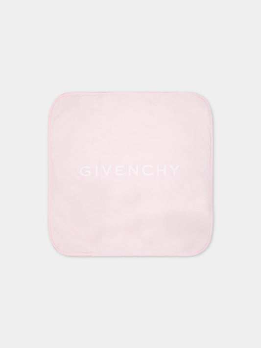 Coperta rosa per neonato con logo bianco,Givenchy Kids,H90163 44Z