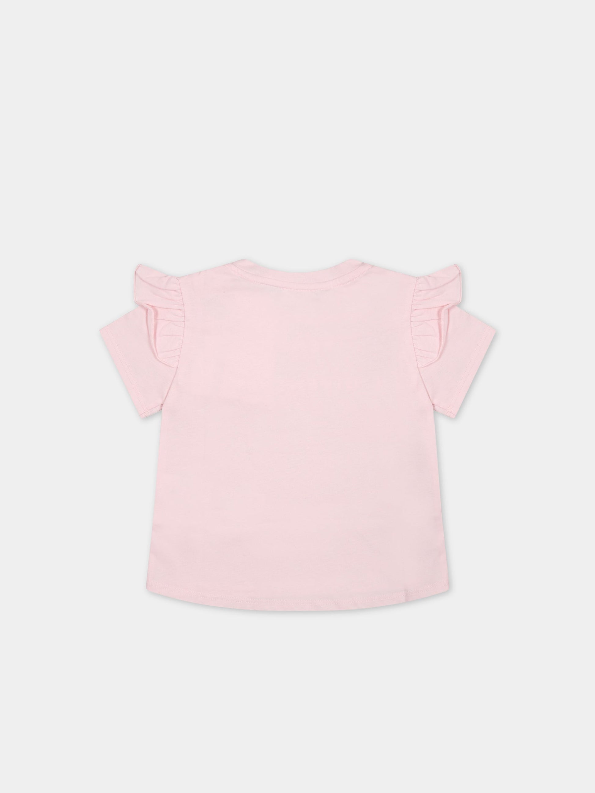 T-shirt rosa per neonata con logo argentato,Givenchy Kids,H05256 44Z