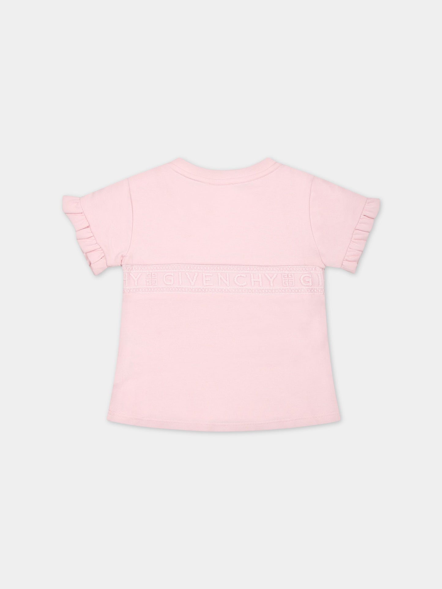T-shirt rosa per neonata con logo,Givenchy Kids,H05257 44Z