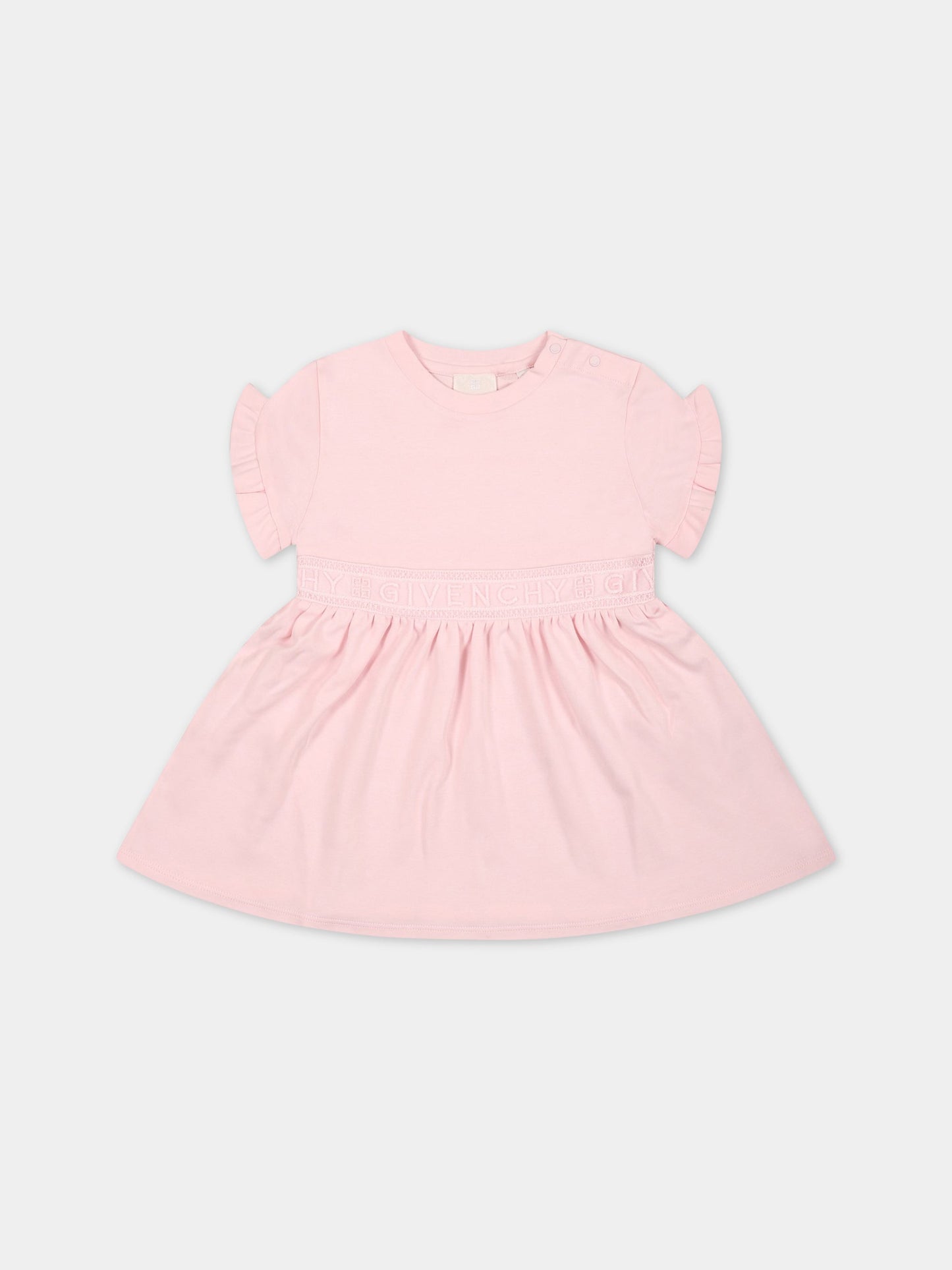 Vestito rosa per neonata con fascia logata,Givenchy Kids,H02099 44Z