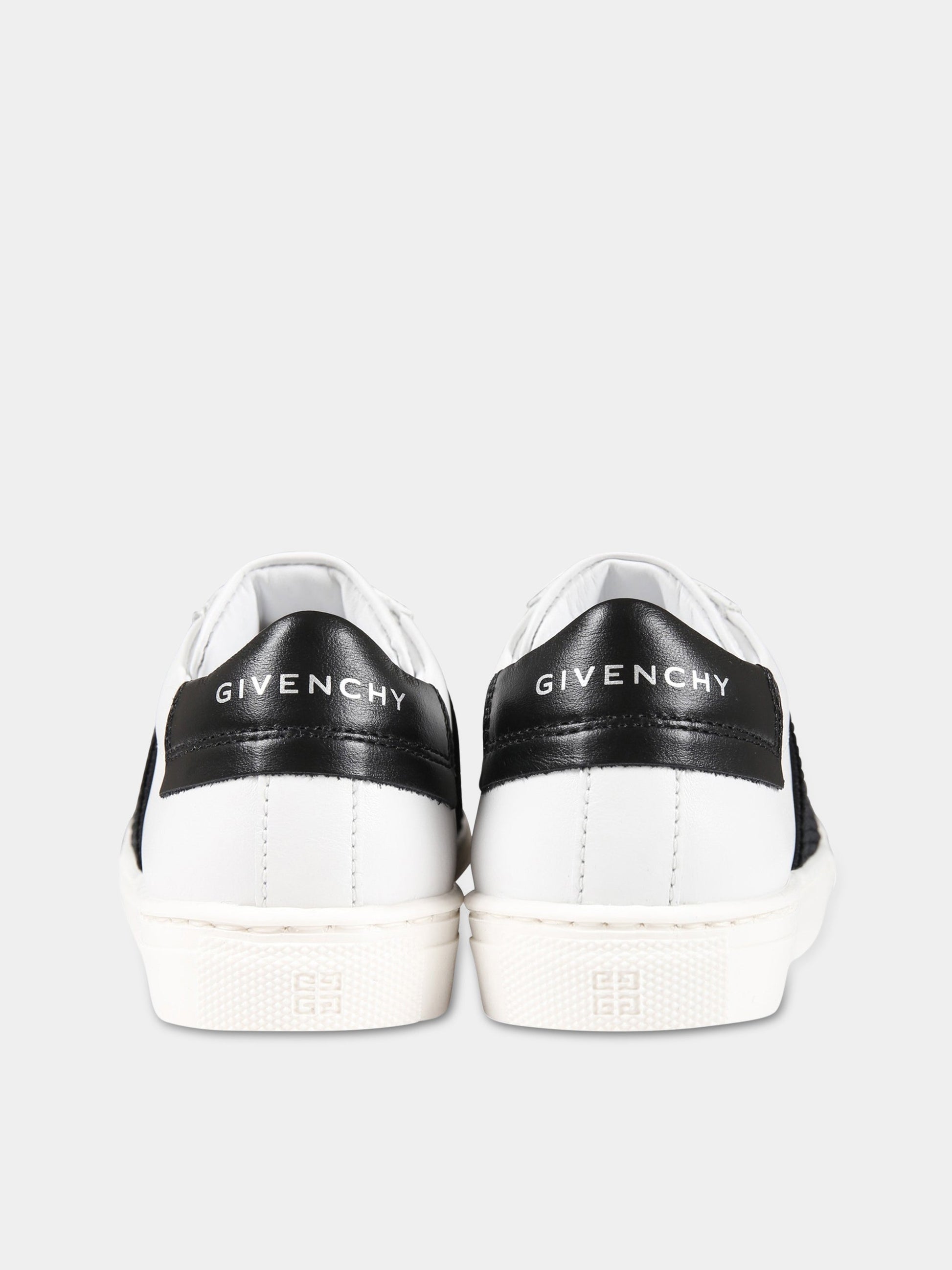 Sneakers bianche per neonato con fascia nera logata,Givenchy Kids,H29083 10P