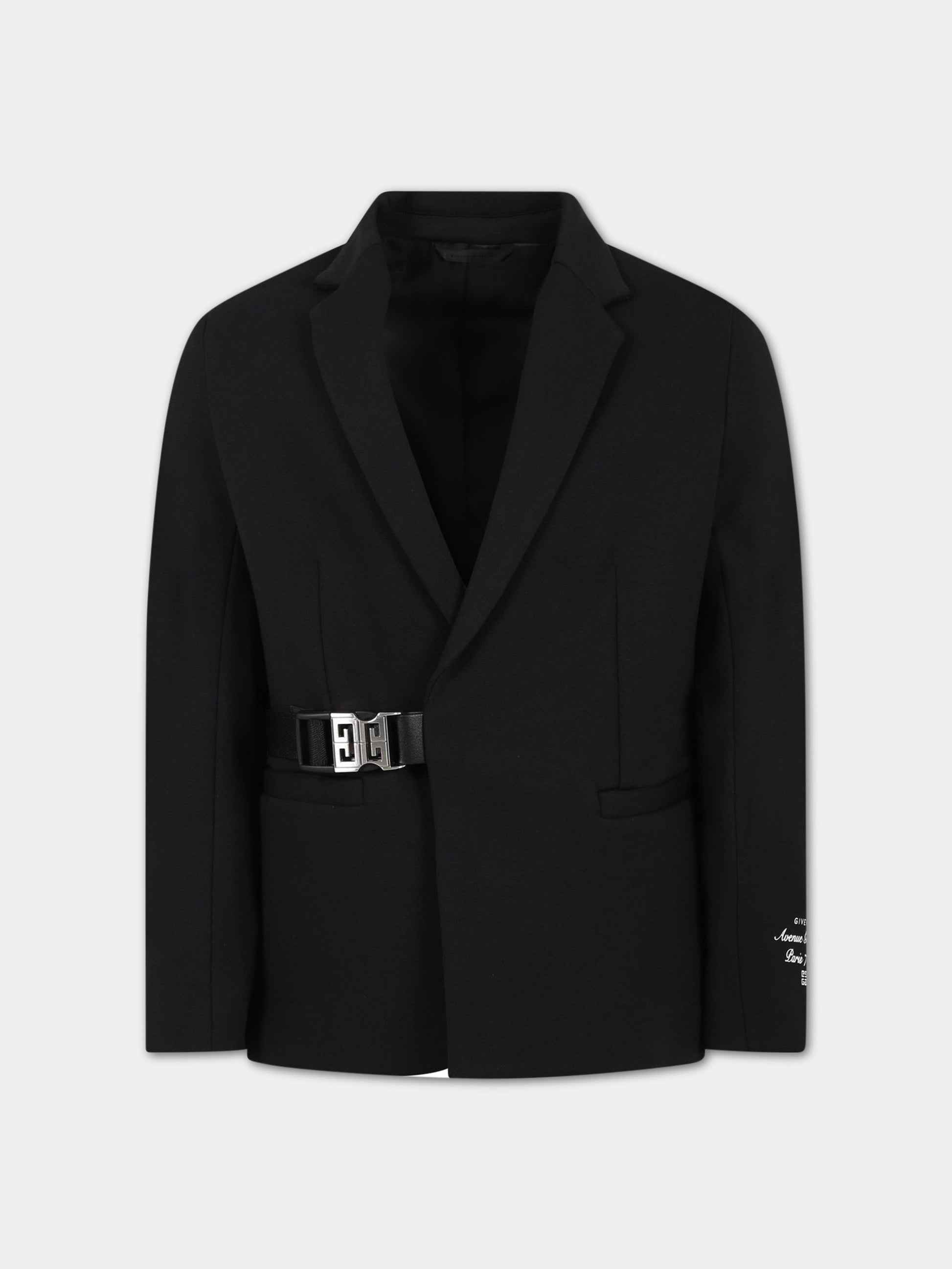 Giacca nera per bambino con monogramma,Givenchy Kids,H26126 09B