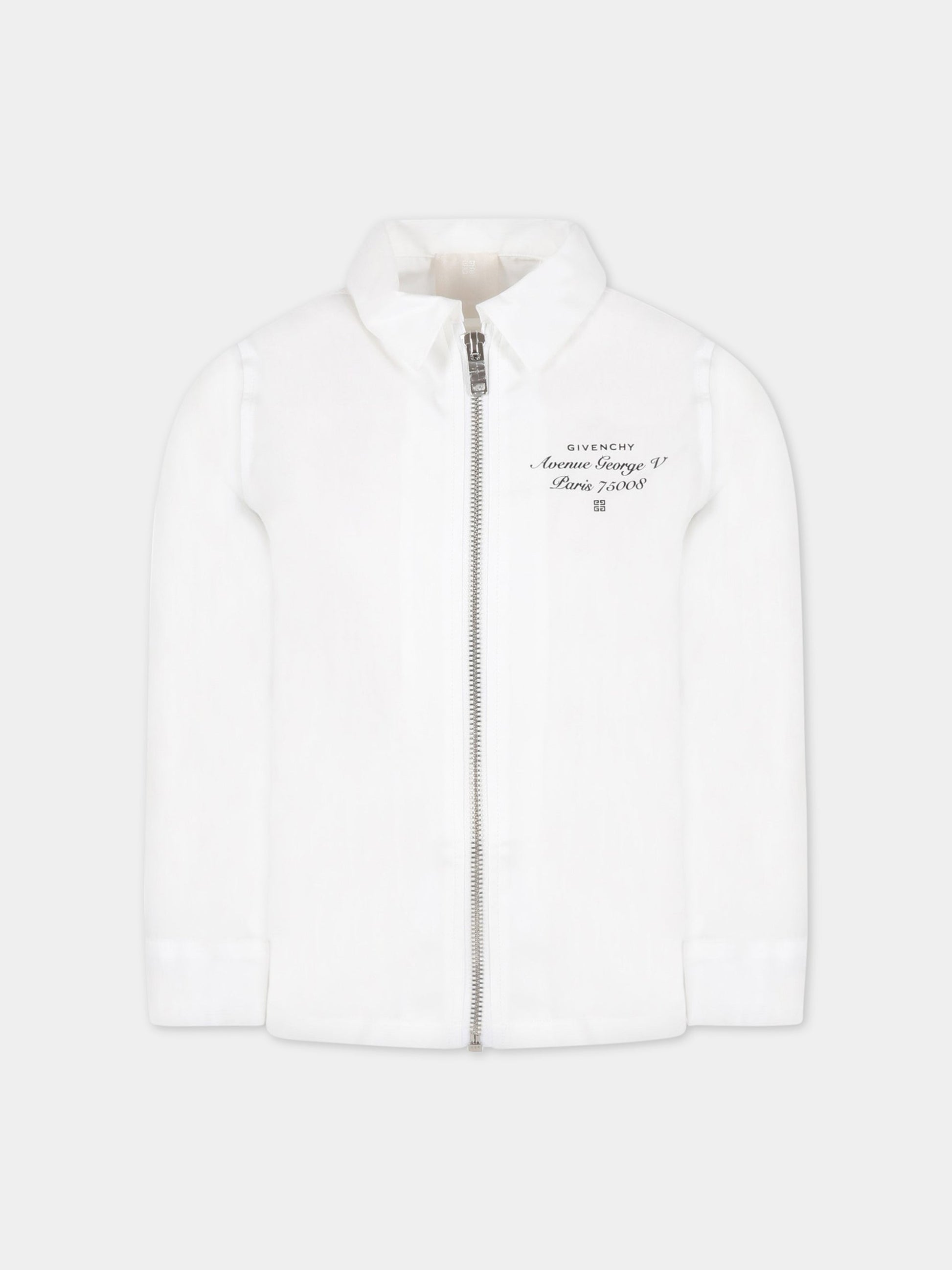Camicia bianca per bambino con logo nero,Givenchy Kids,H25421 10P
