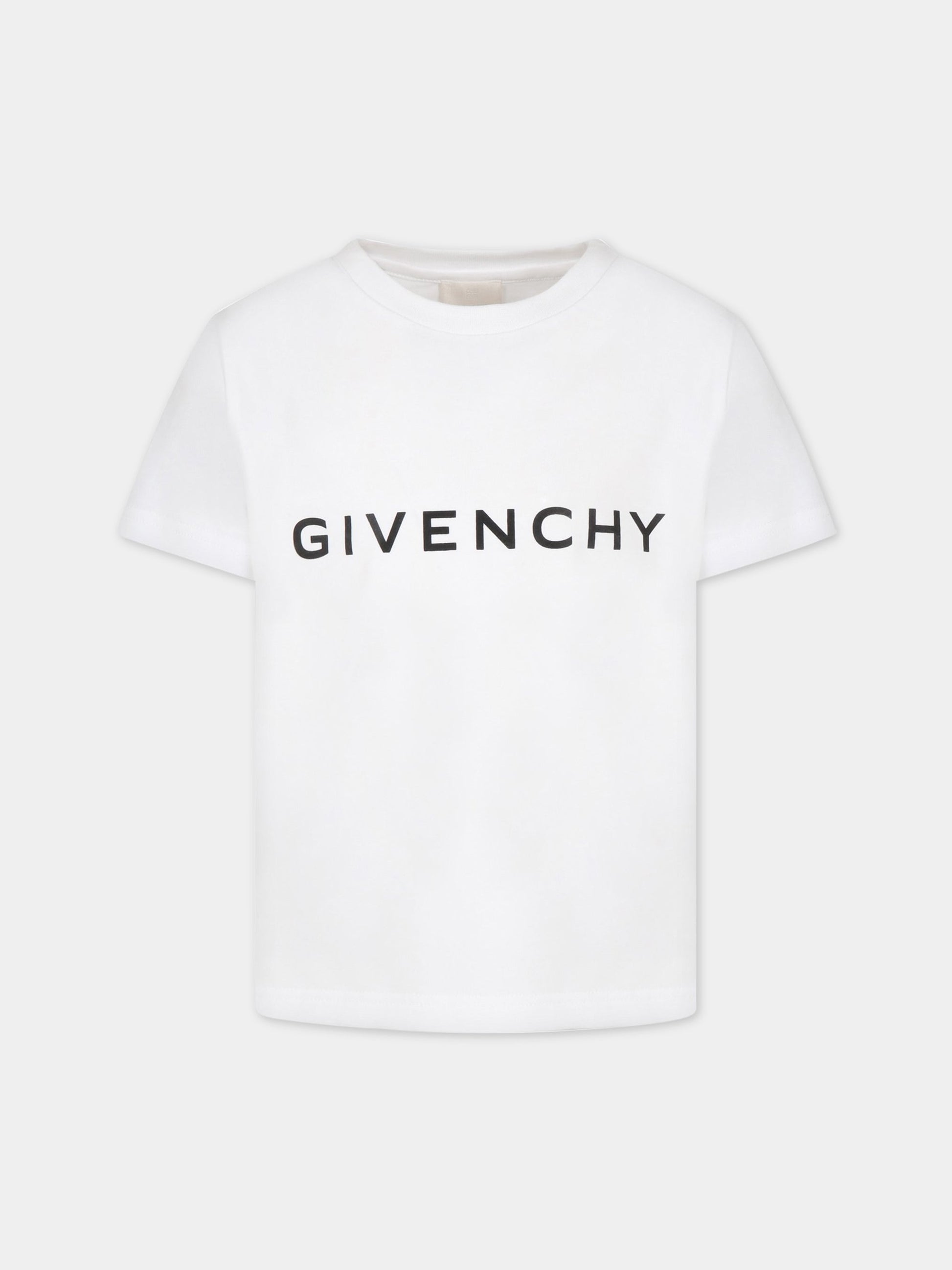 T-shirt bianca per bambino con logo nero,Givenchy Kids,H25406 10P