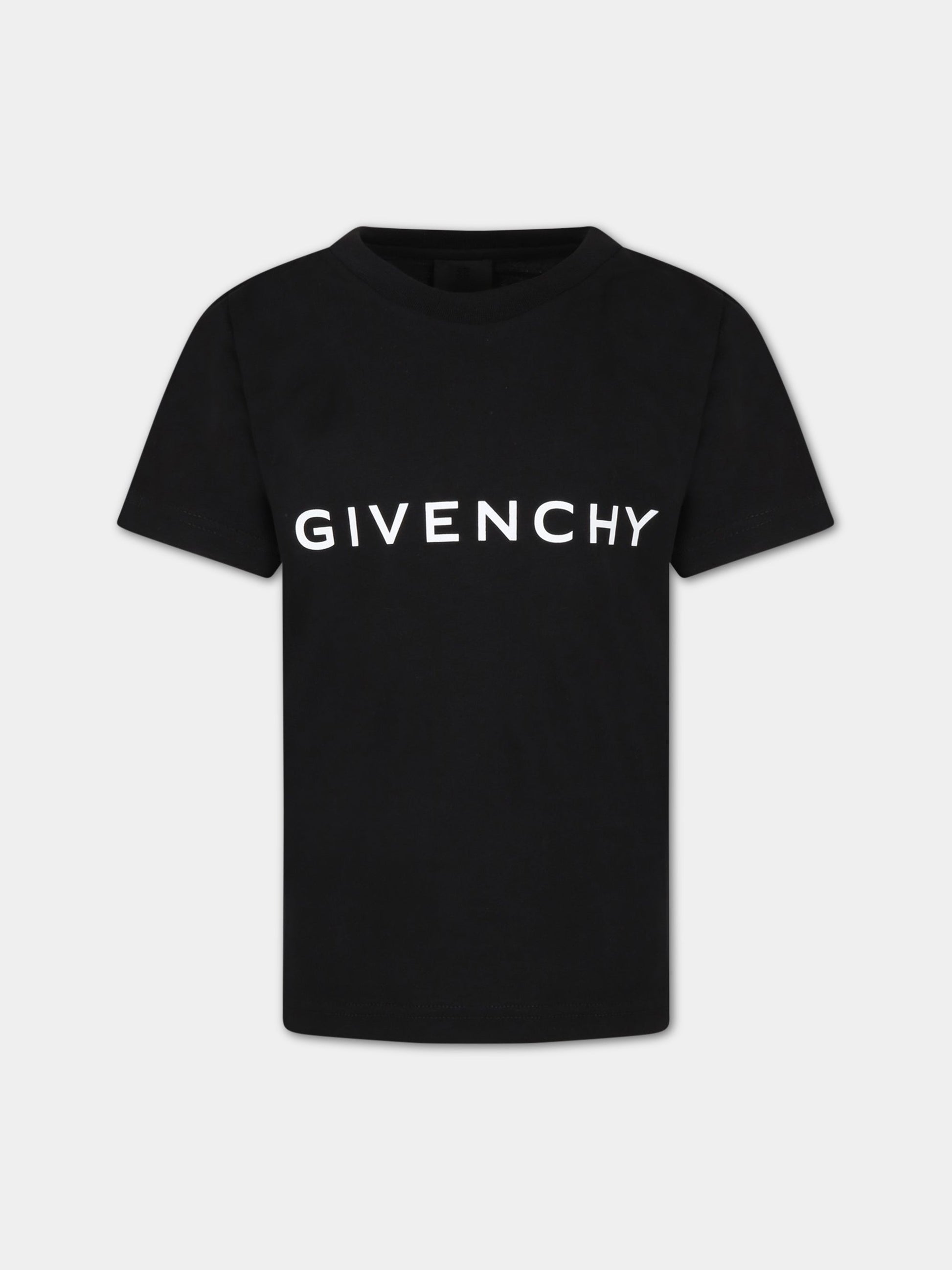 T-shirt nera per bambino con logo bianco,Givenchy Kids,H25406 09B
