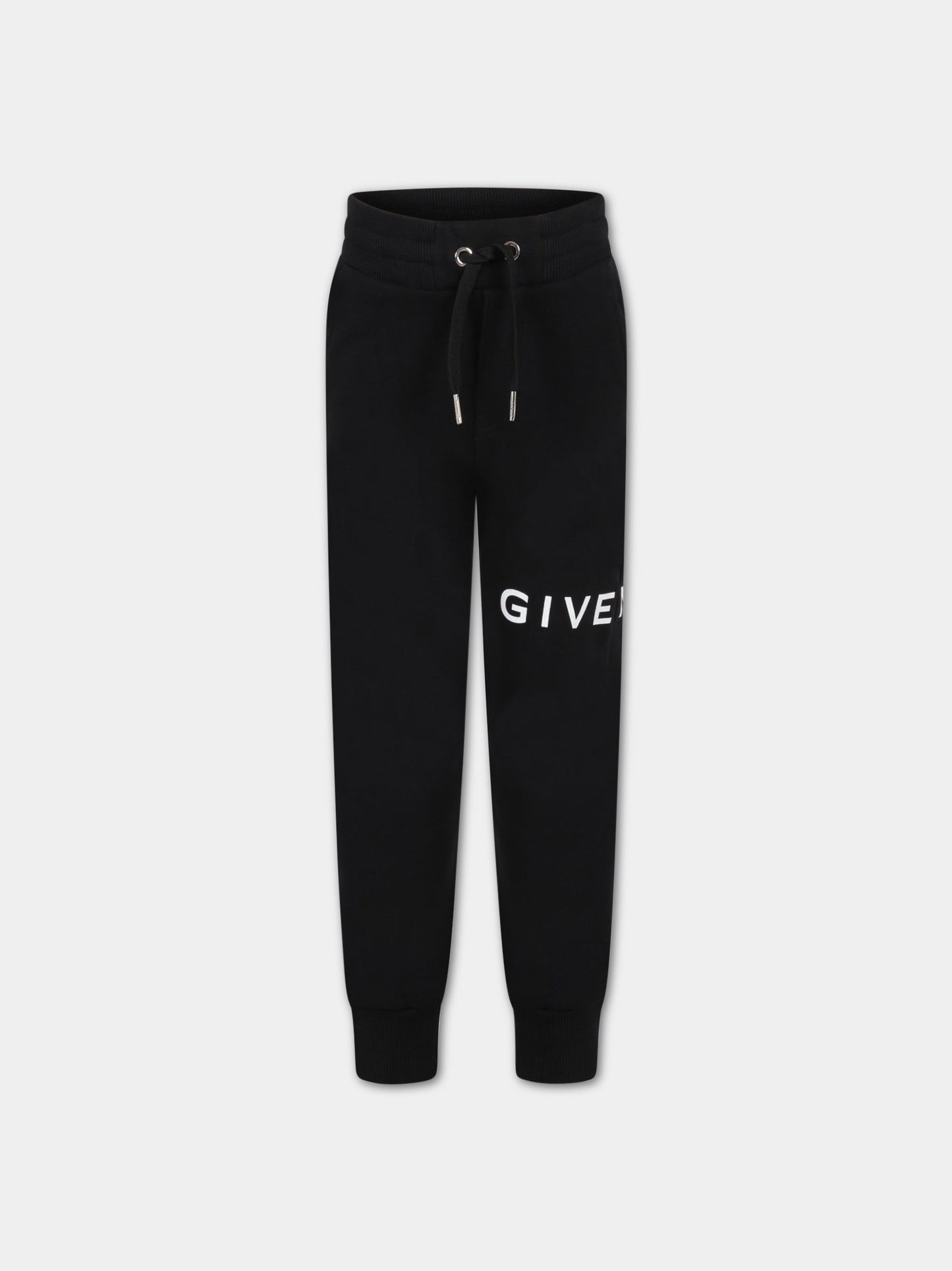 Pantaloni neri da tuta per bambino con logo bianco,Givenchy Kids,H24202 09B