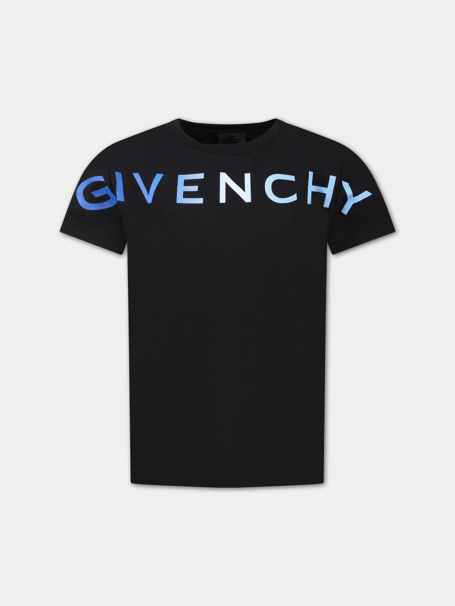 T-shirt nera per bambino con logo e motico 4G,Givenchy Kids,H25407 09B