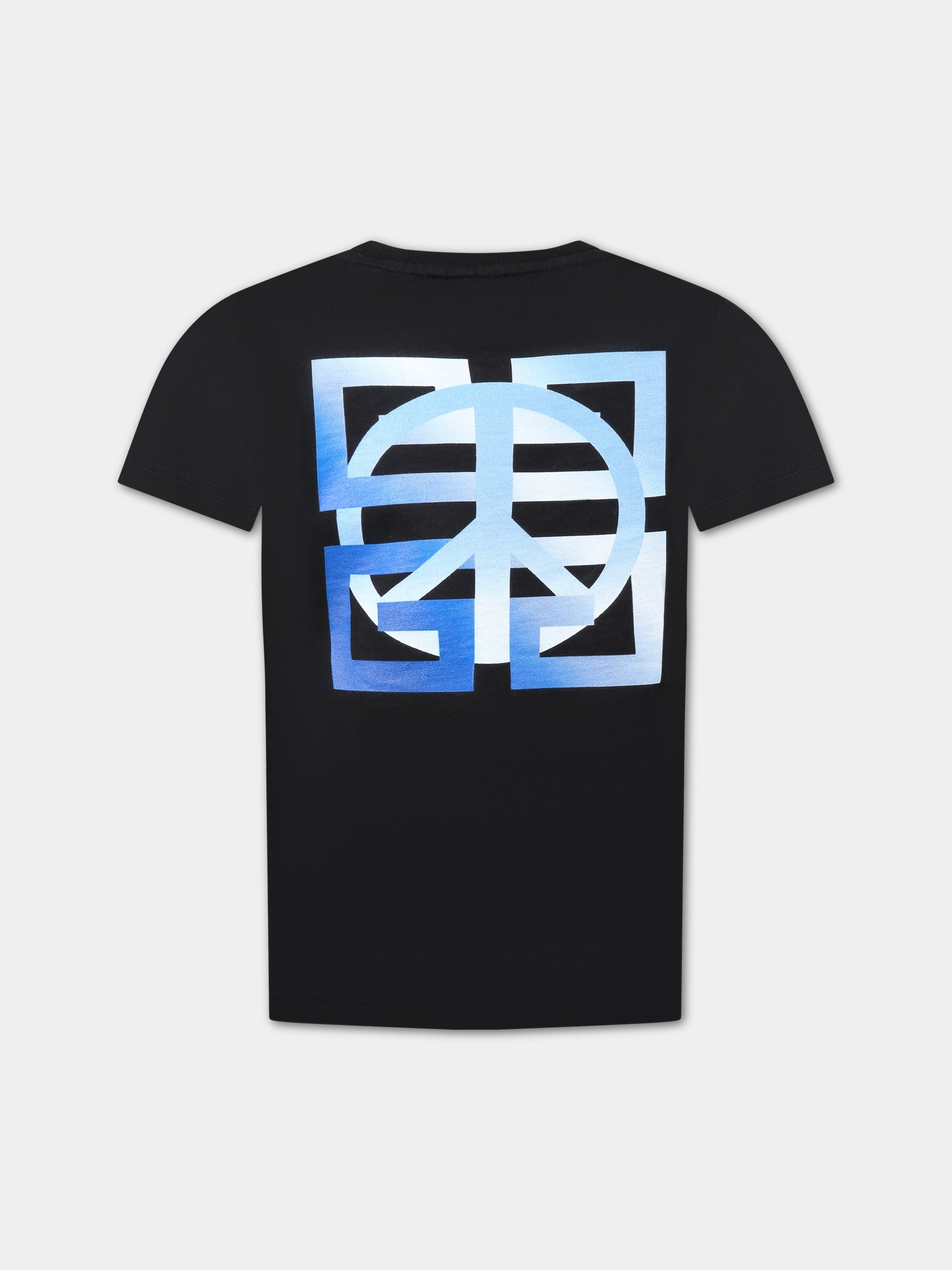 T-shirt nera per bambino con logo e motico 4G,Givenchy Kids,H25407 09B