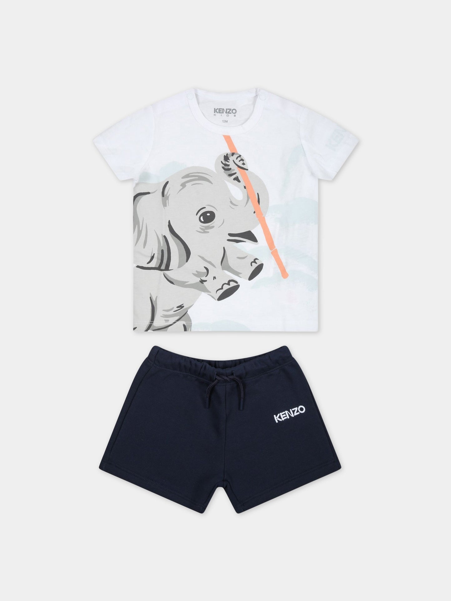 Completo multicolor per neonato con elefante,Kenzo Kids,K98093 10P