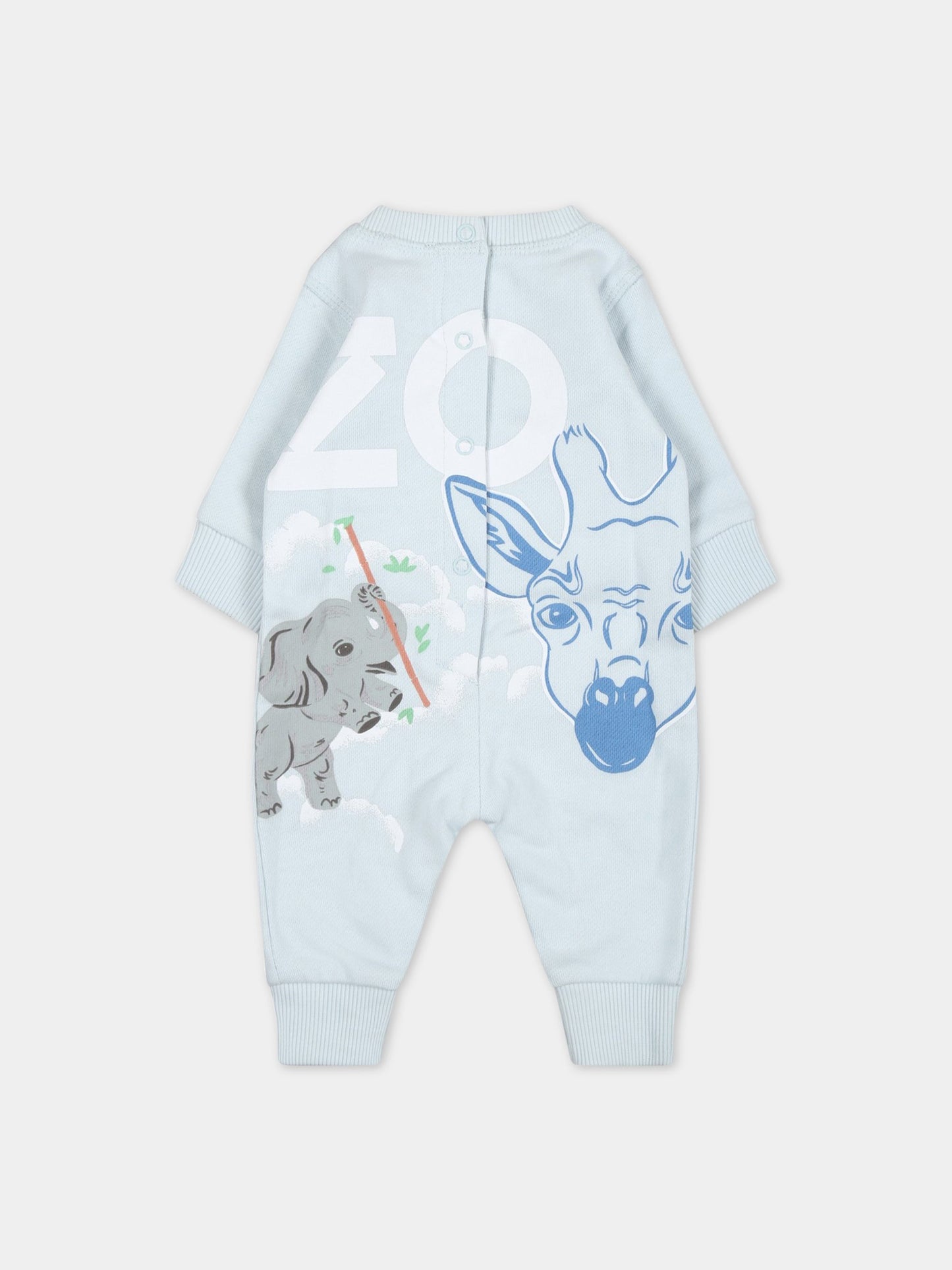 Tutina celeste per neonato con stampa e logo,Kenzo Kids,K94102 791