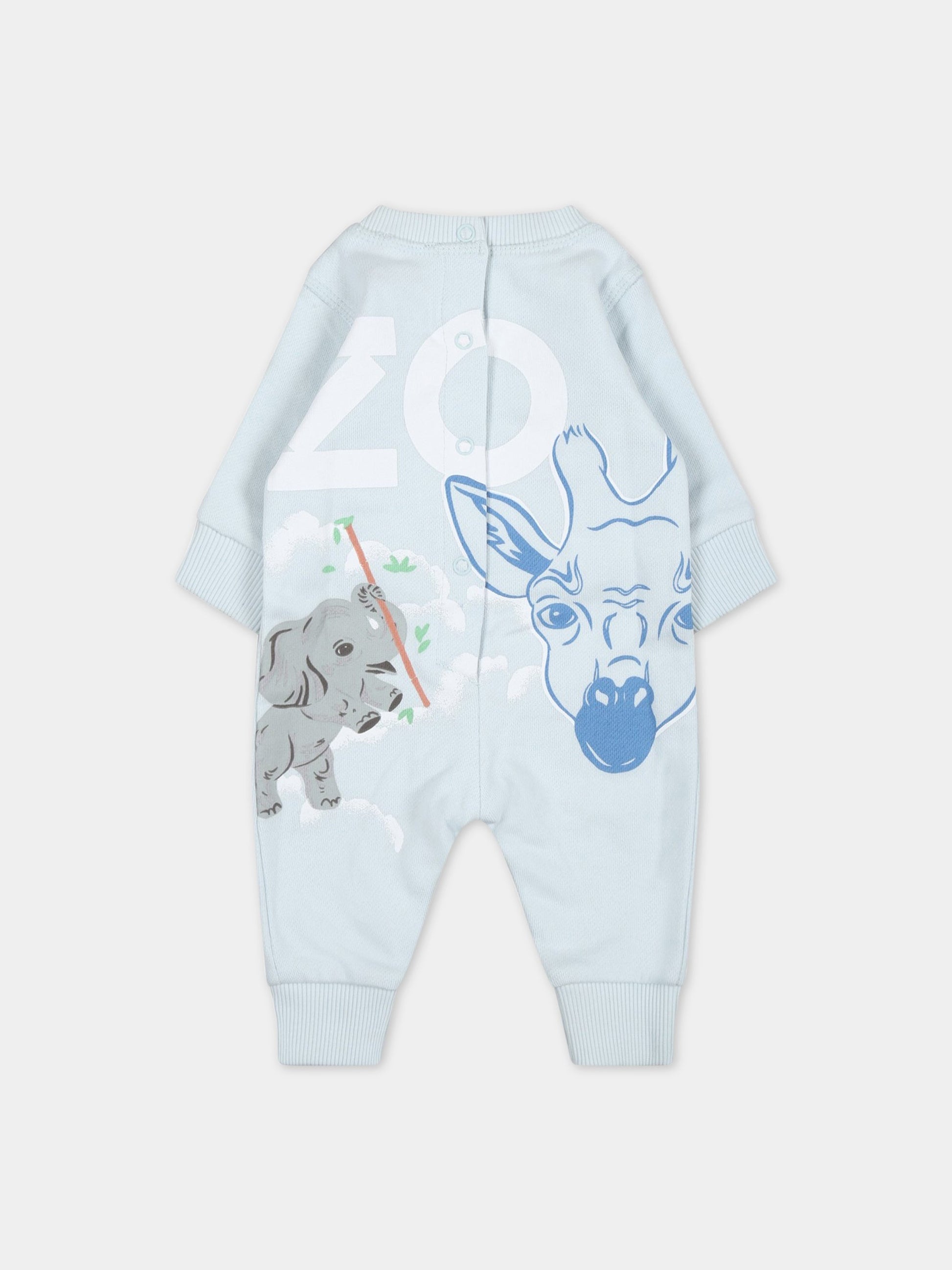 Tutina celeste per neonato con stampa e logo,Kenzo Kids,K94102 791
