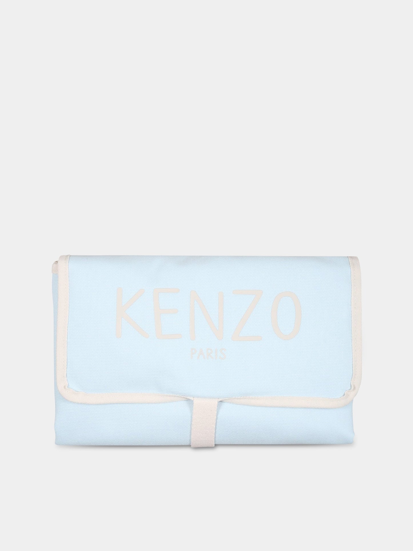 Borsa-mamma celeste per neonato con logo avorio,Kenzo Kids,K90094 78B