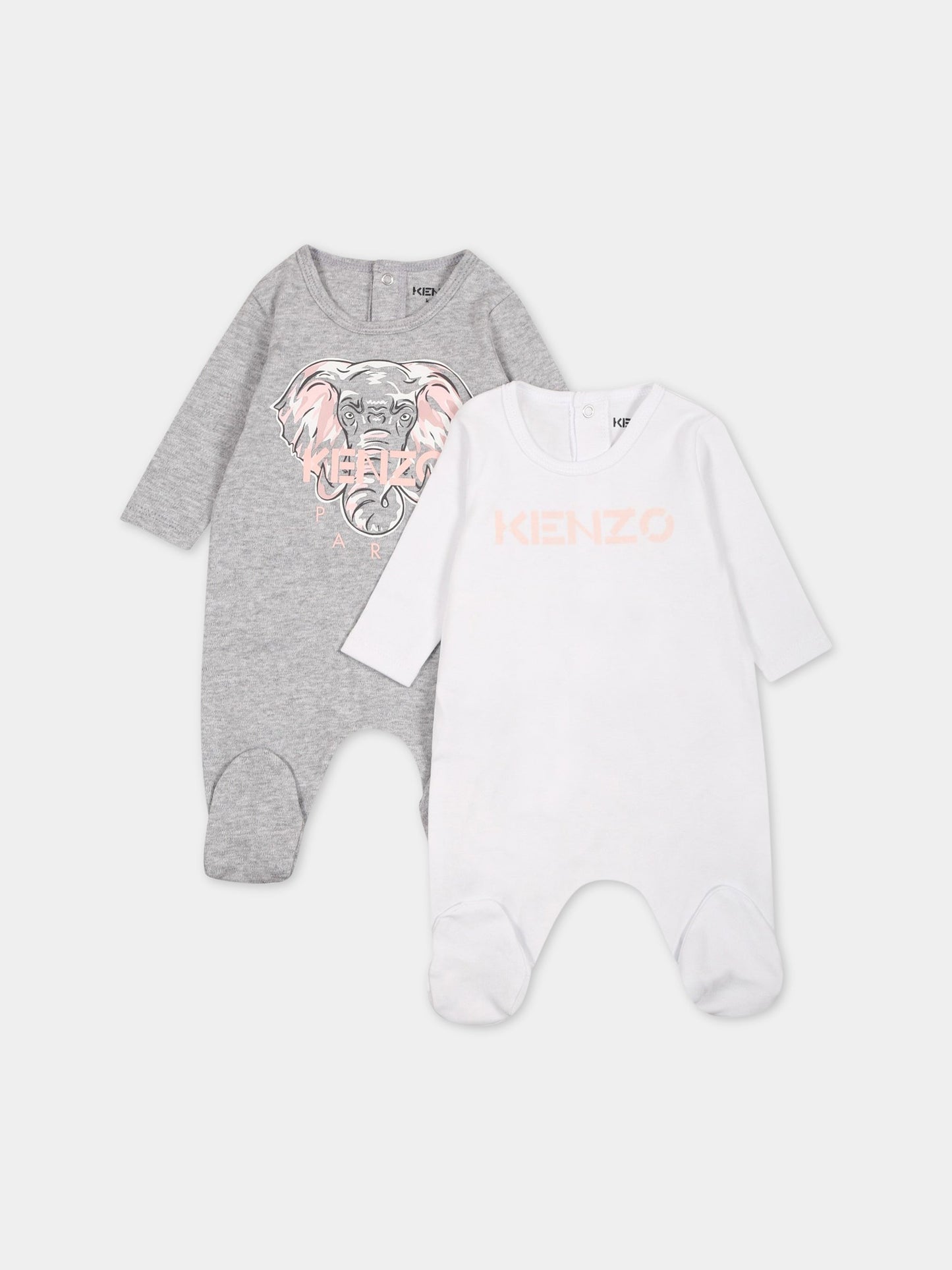Set multicolor per neonata con logo e  elefante,Kenzo Kids,K98111 A41