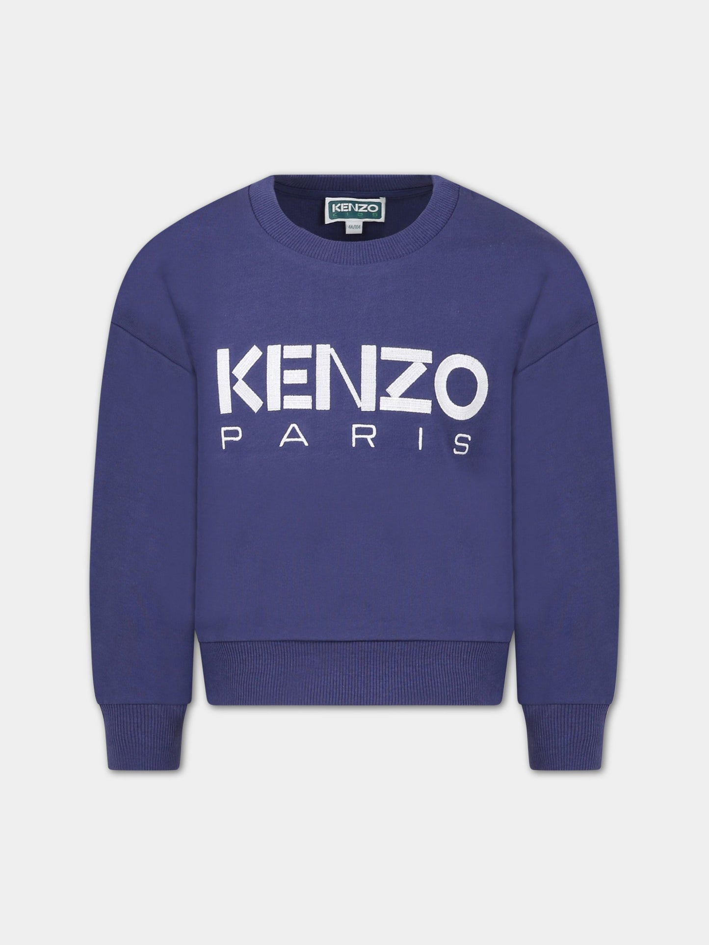 Felpa blu per bambina con logo,Kenzo Kids,K15640 80K