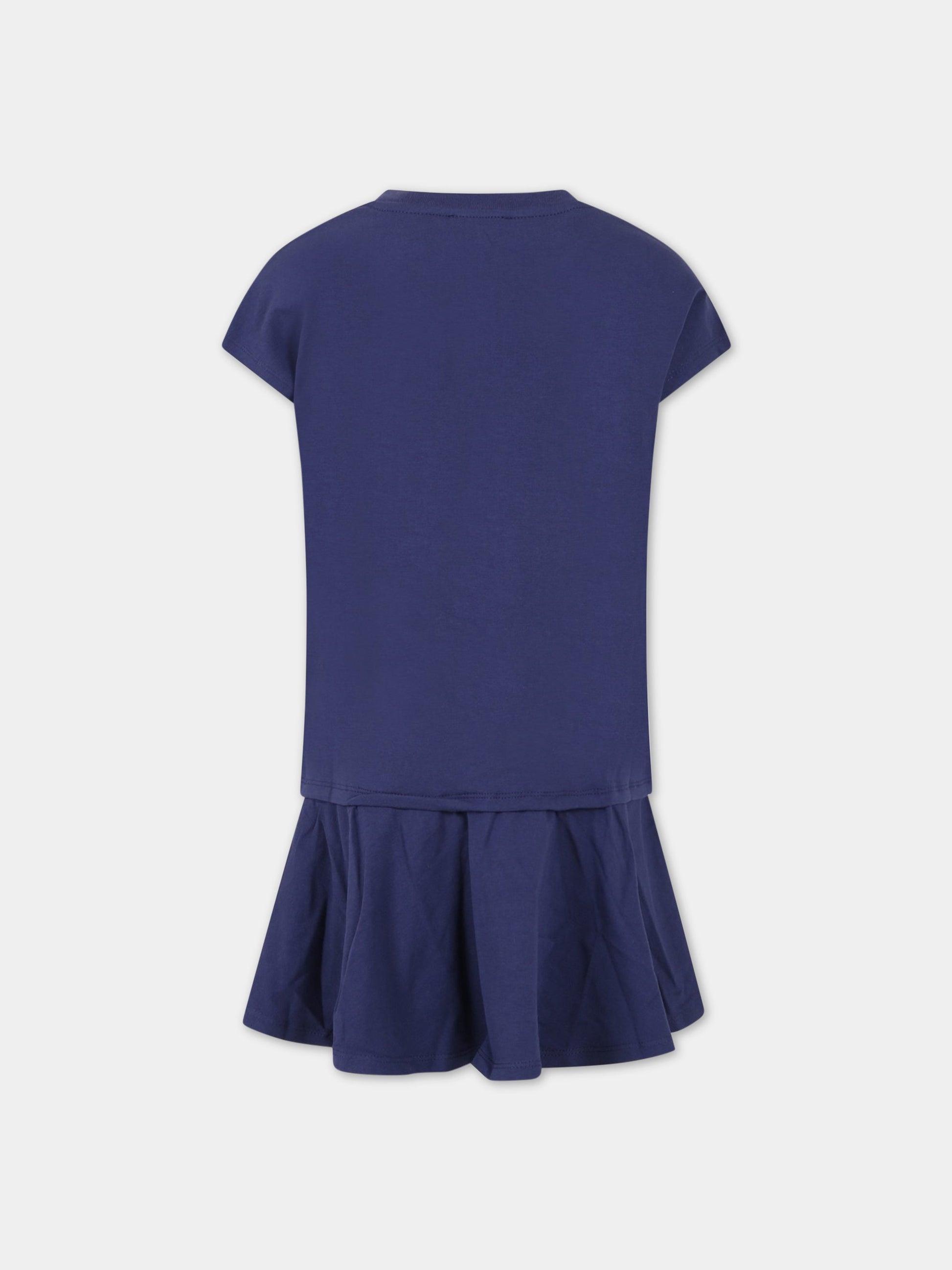 Vestito blu per bambina con logo,Kenzo Kids,K12306 80K
