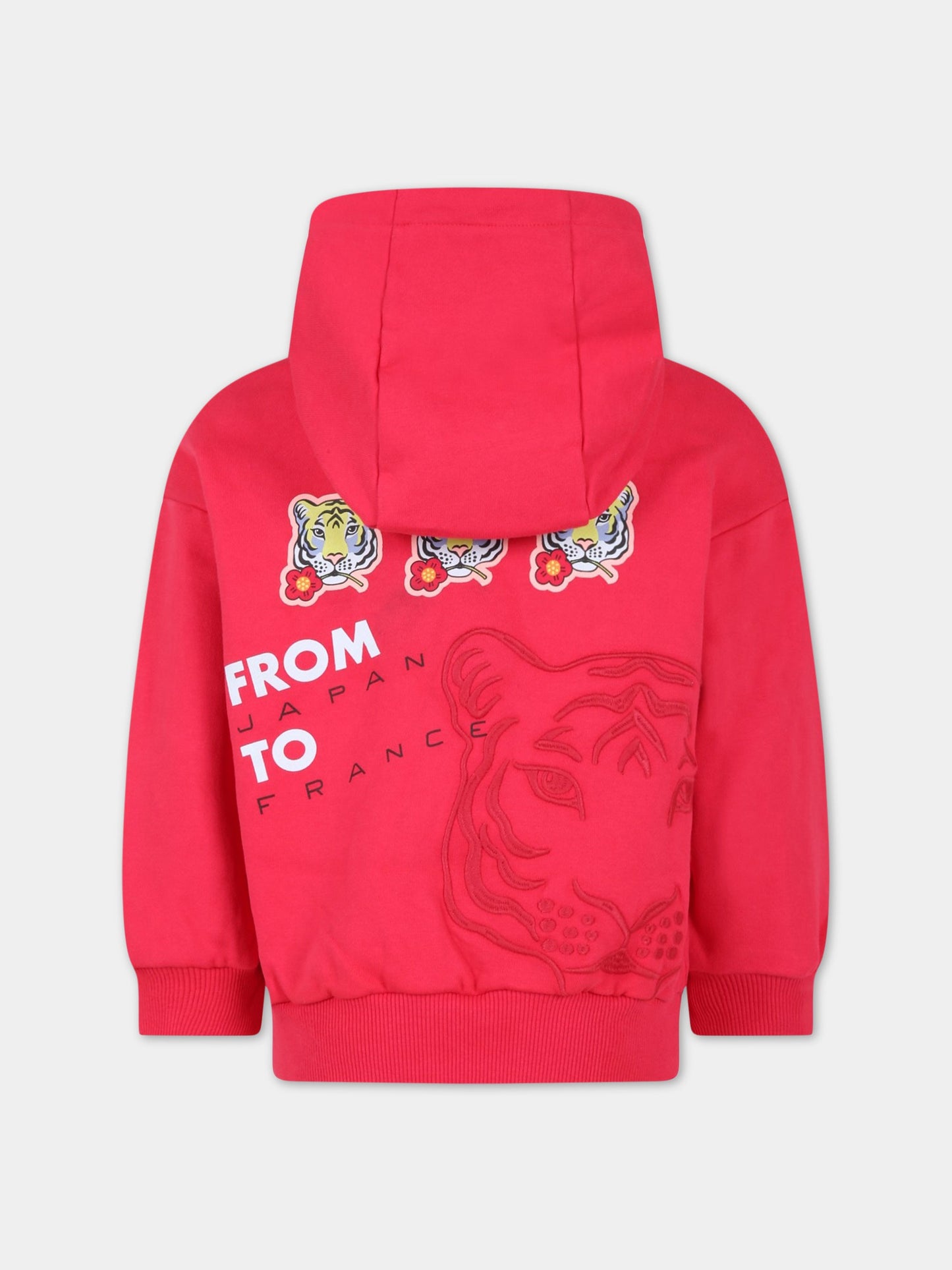 Felpa fucsia per bambina con logo arancione,Kenzo Kids,K15646 491