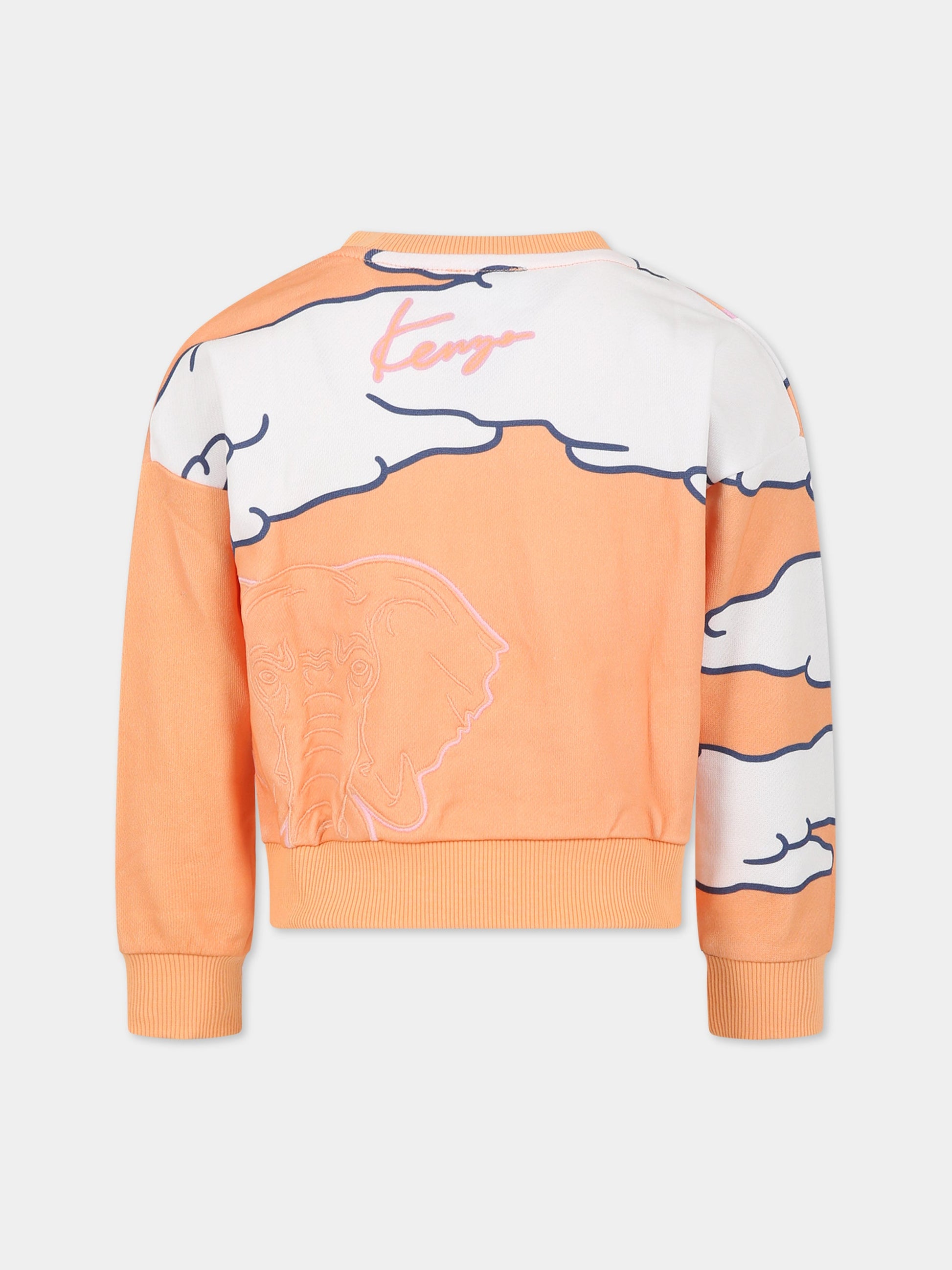 Felpa gialla per bambina con stampa tigri e logo,Kenzo Kids,K15643 57A