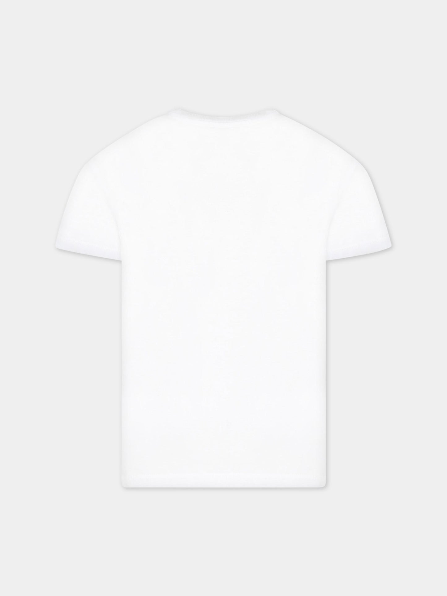 T-shirt bianca per bambino con iconica tigre  e logo,Kenzo Kids,K25803 10P