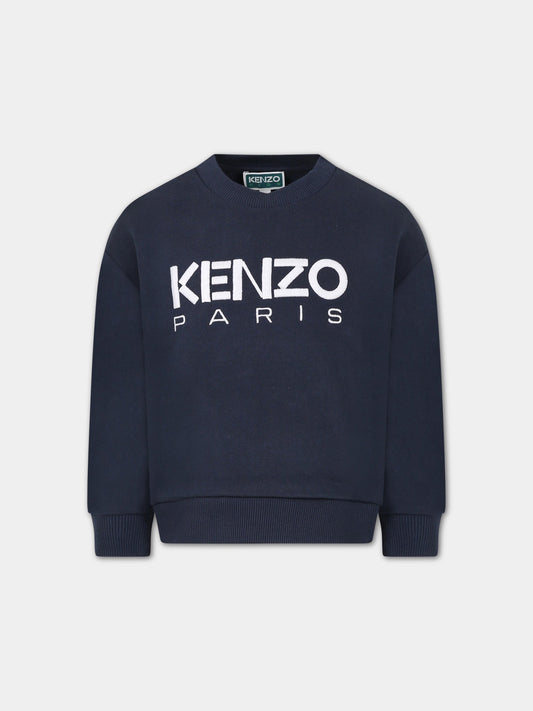 Felpa blu per bambino con  logo,Kenzo Kids,K25774 857