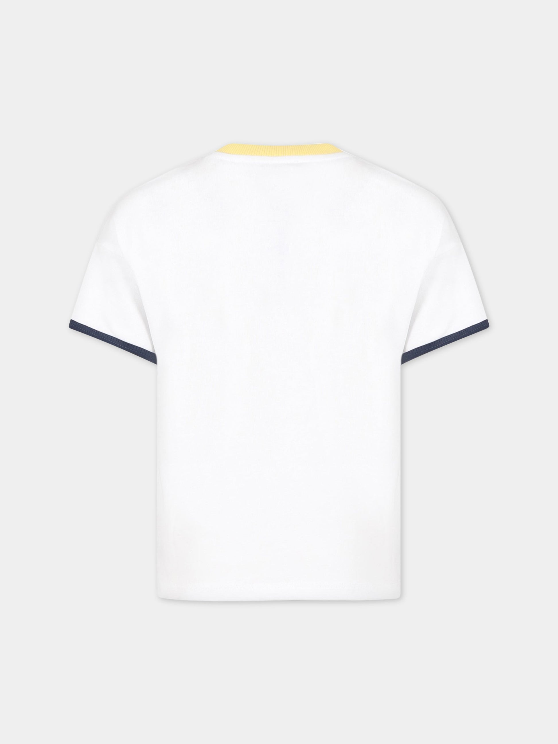 T-shirt bianca per bambino con iconica tigre  e logo,Kenzo Kids,K25804 10P