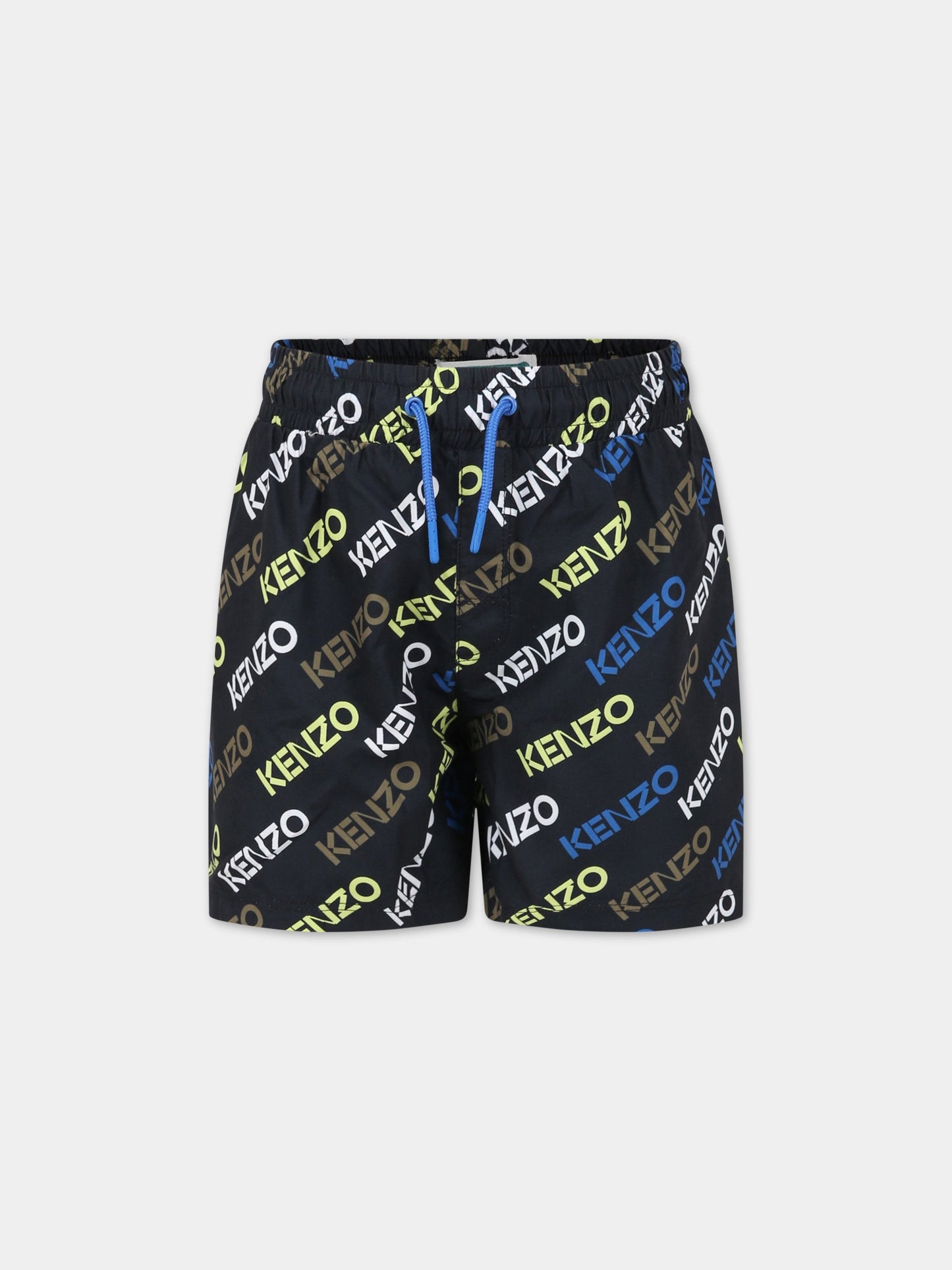 Boxer-mare neri per bambino con logo multicolor,Kenzo Kids,K24311 09P