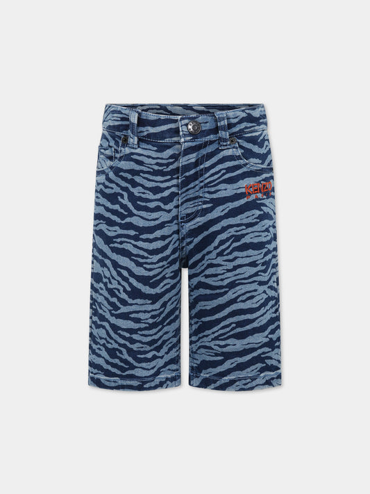 Short blu per bambino con logo,Kenzo Kids,K24309 805