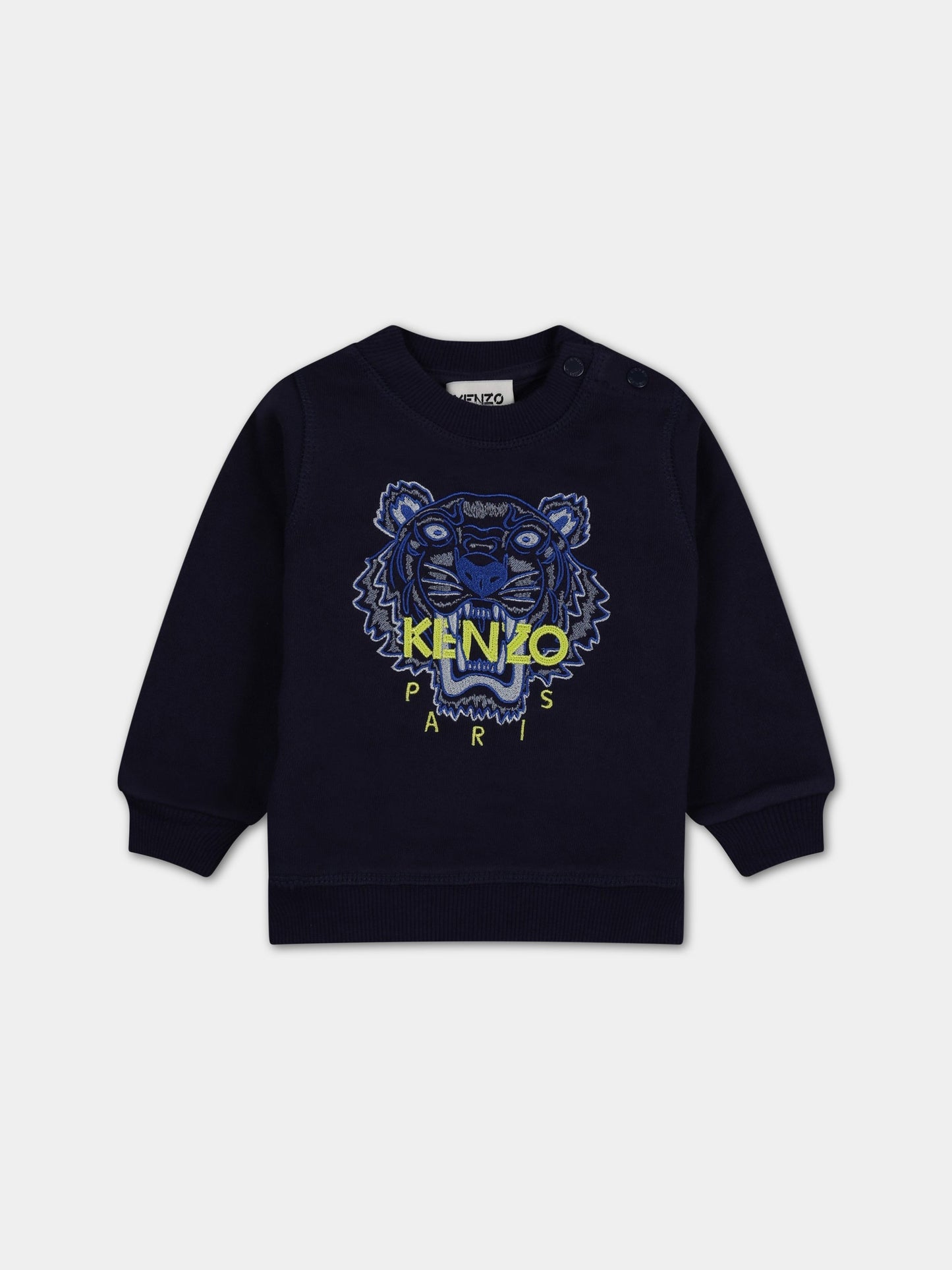 Felpa blu per neonato con iconica tigre,Kenzo Kids,K05485 85M