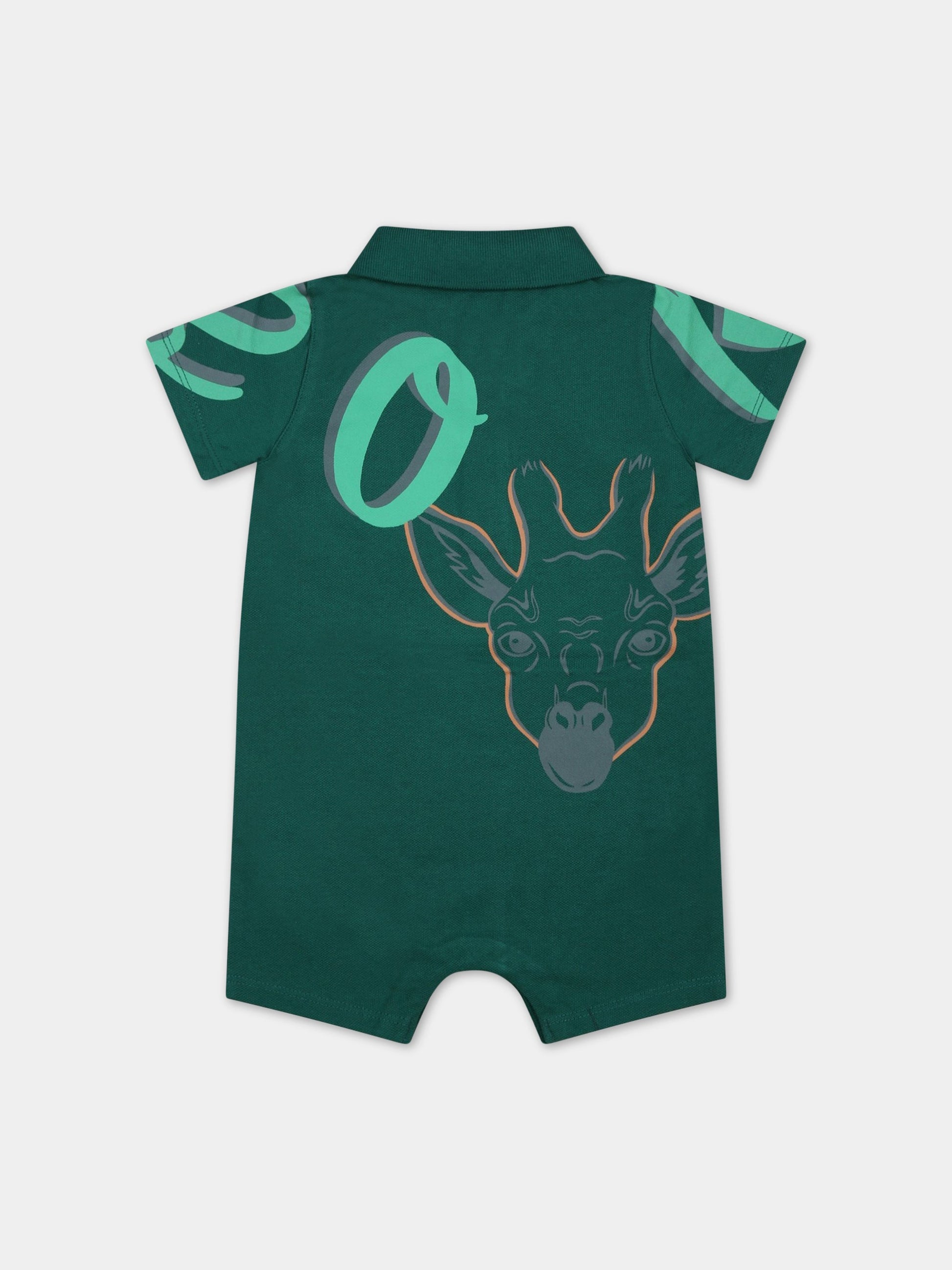 Pagliaccetto verde per neontato con tigre Kotora e logo,Kenzo Kids,K04212 678