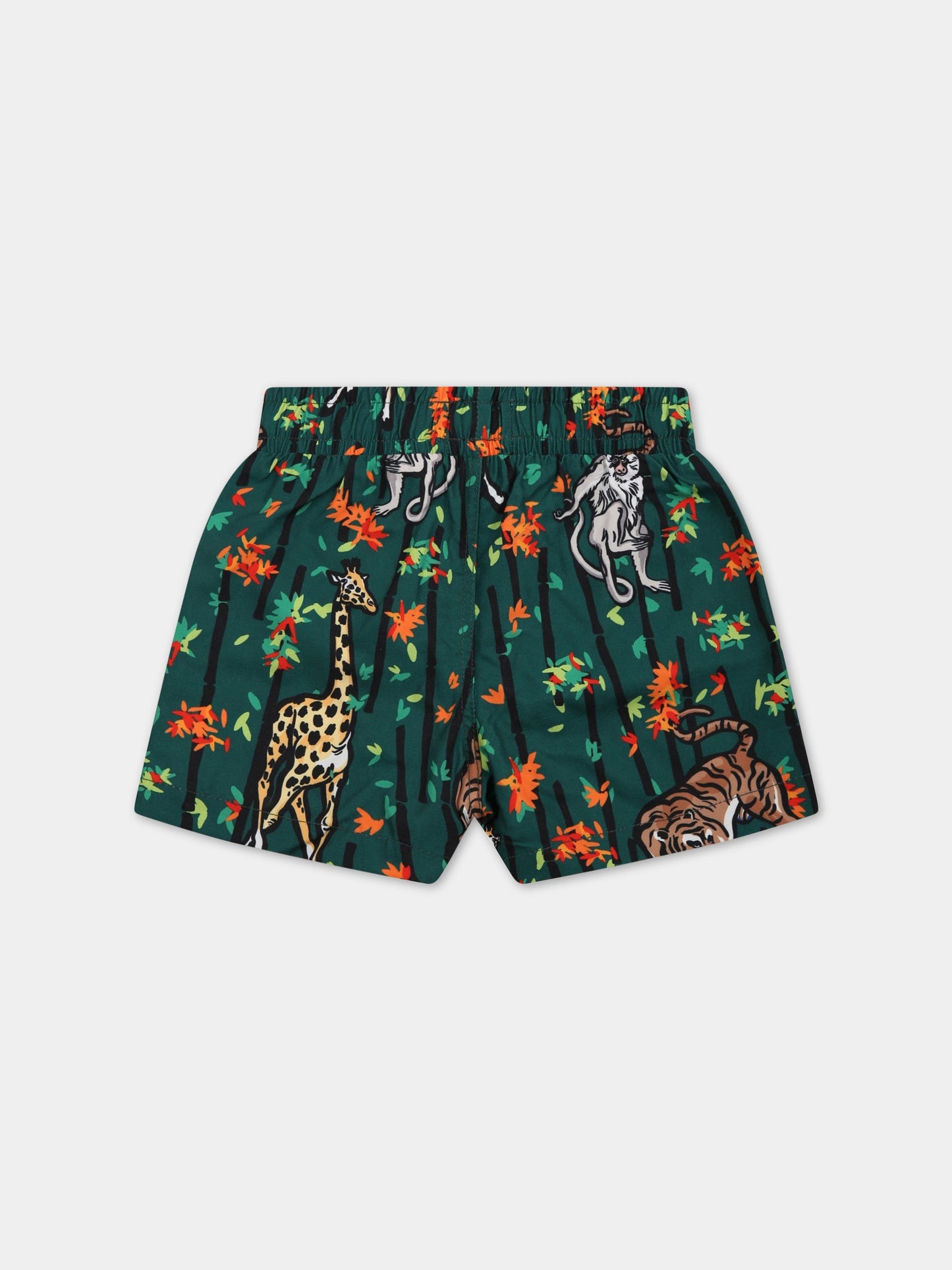 Boxer-mare verde per neonato con stampa animali e con logo,Kenzo Kids,K00037 678