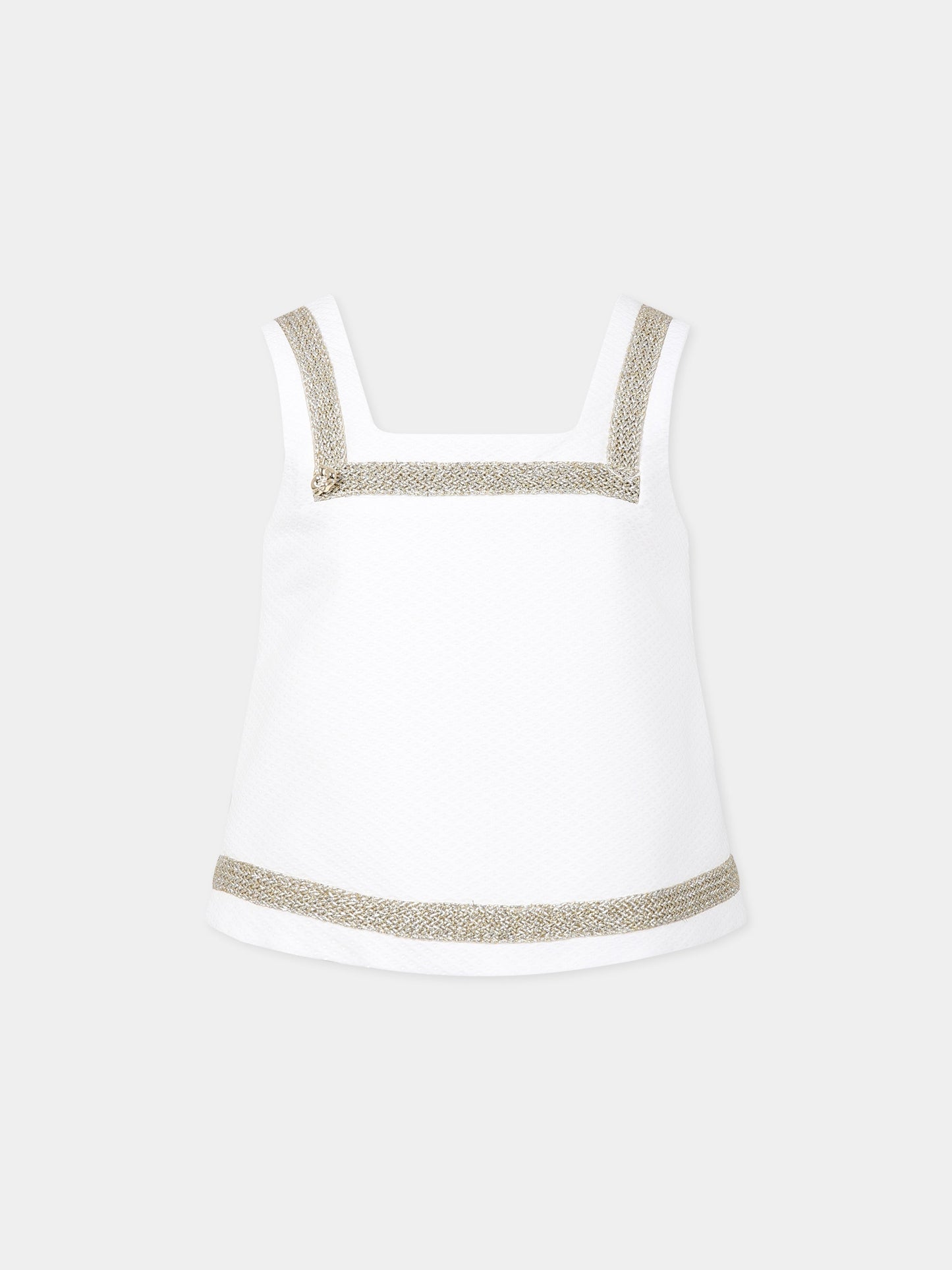 Top bianco per bambina con dettagli in lurex,Genny,GFCA004 PQ16 D000