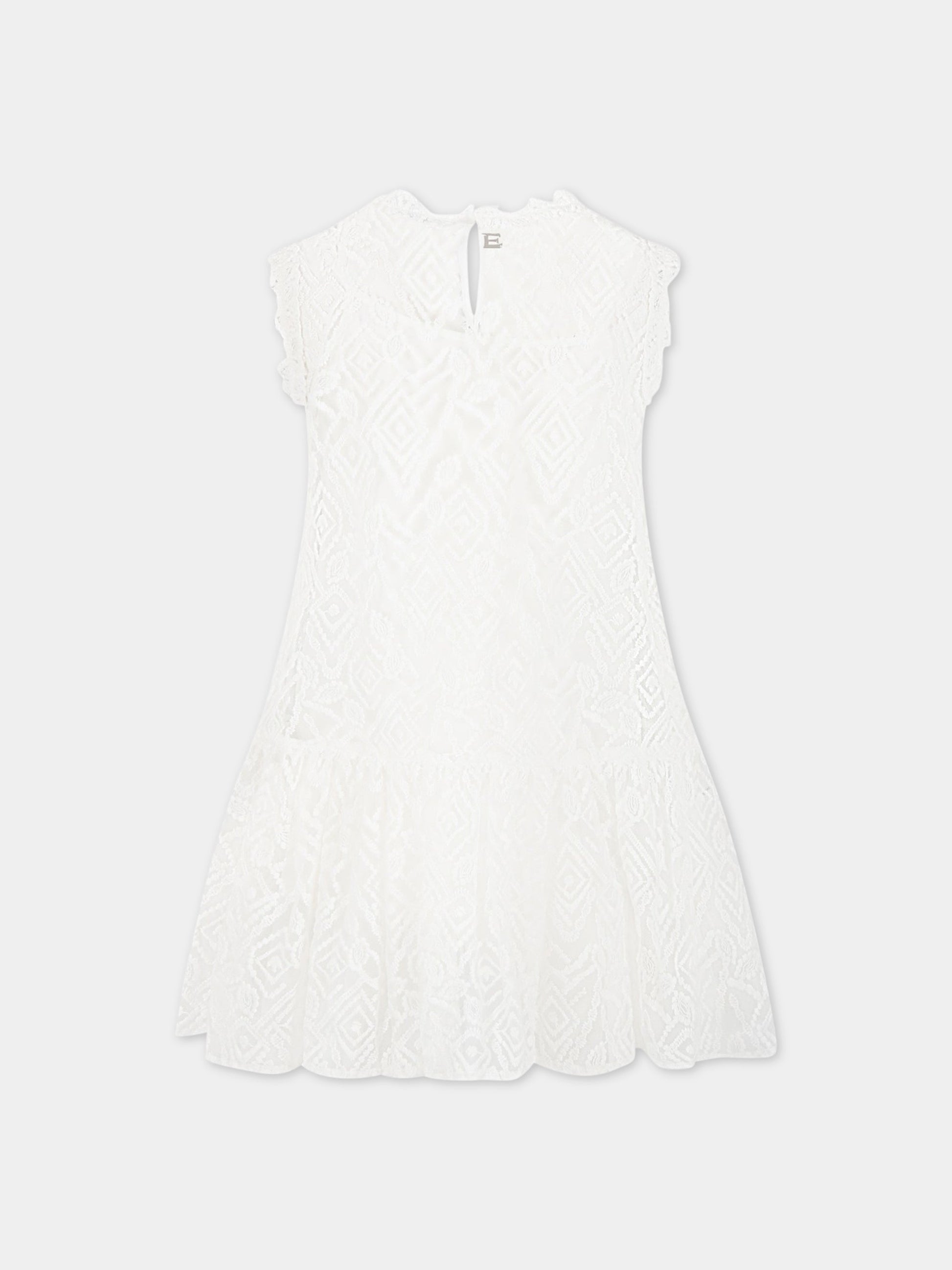 Vestito bianco per bambina con logo,Ermanno Scervino Junior,SFAB114 RI345 0001