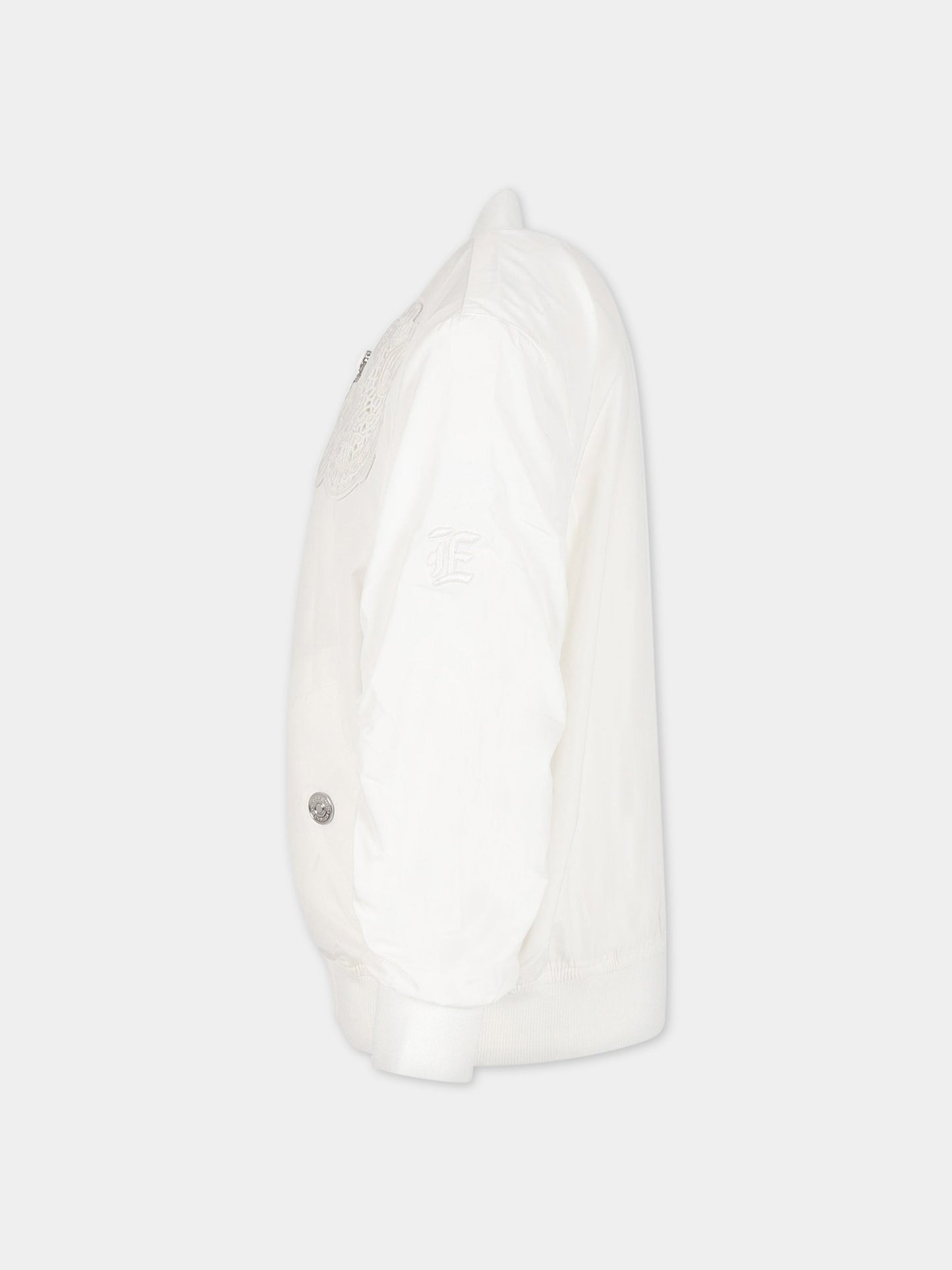 Giubbotto bianco per bambina con logo,Ermanno Scervino Junior,SFGB030C NY278 0002