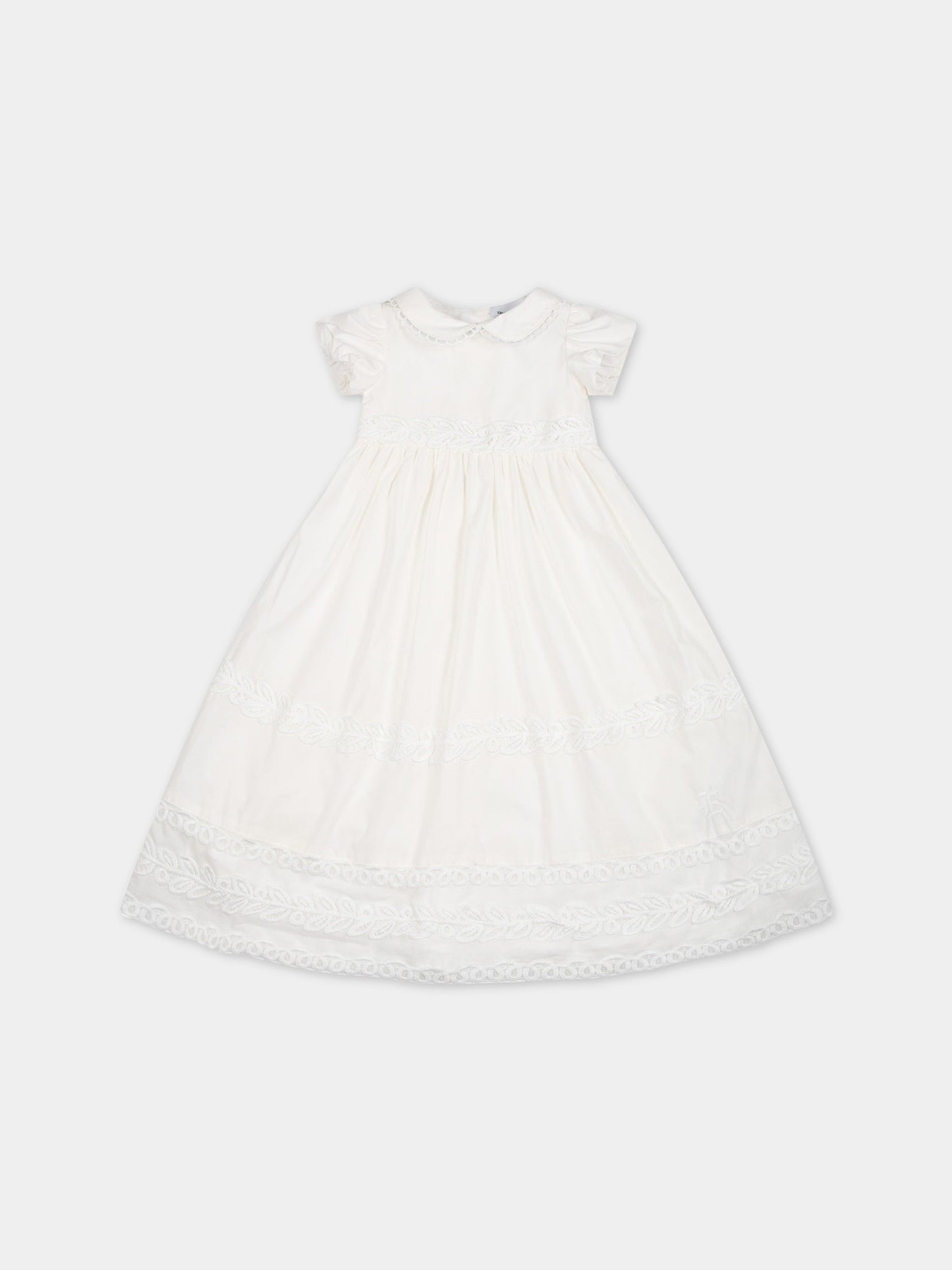 Vestito bianco per neonata con logo,Ermanno Scervino Junior,SNAB001C RI349 0001