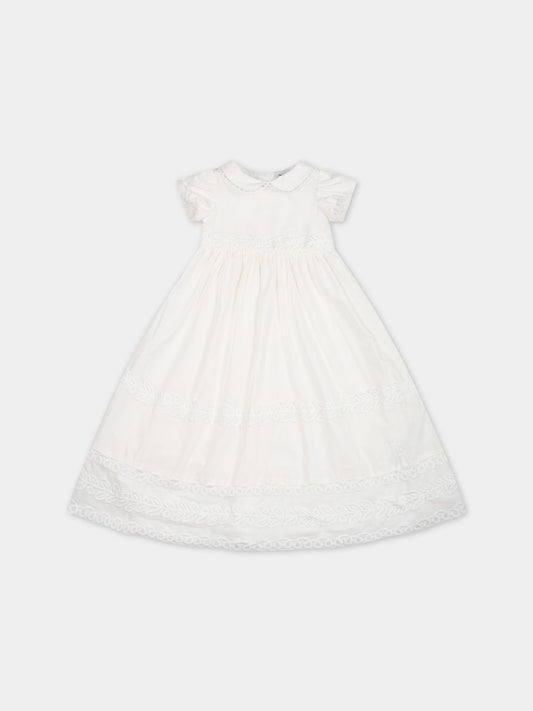 Vestito bianco per neonata con logo,Ermanno Scervino Junior,SNAB001C RI349 0001