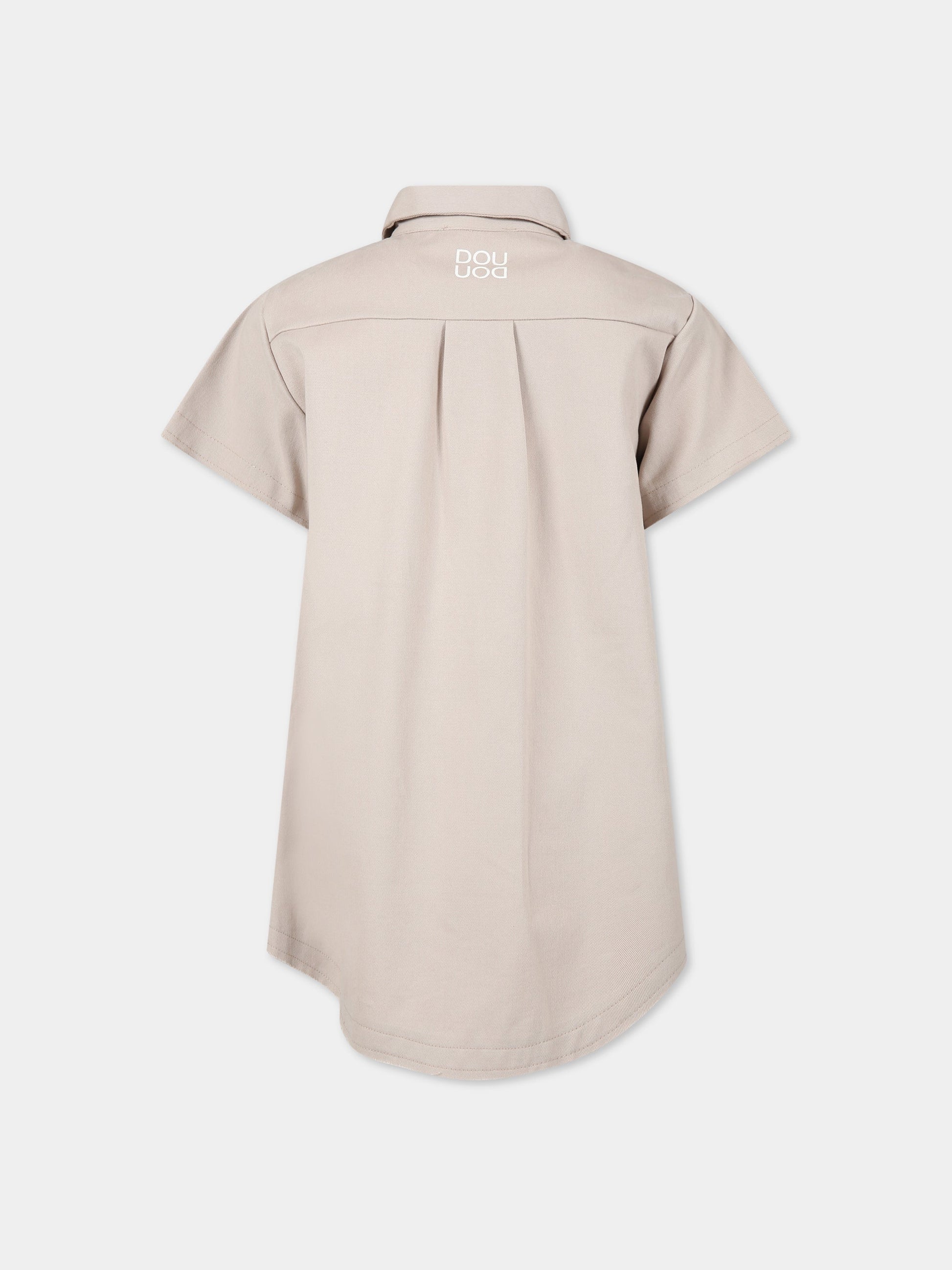 Vestito beige per bambina con logo,Douuod Kids,DS1A81 G0073 114