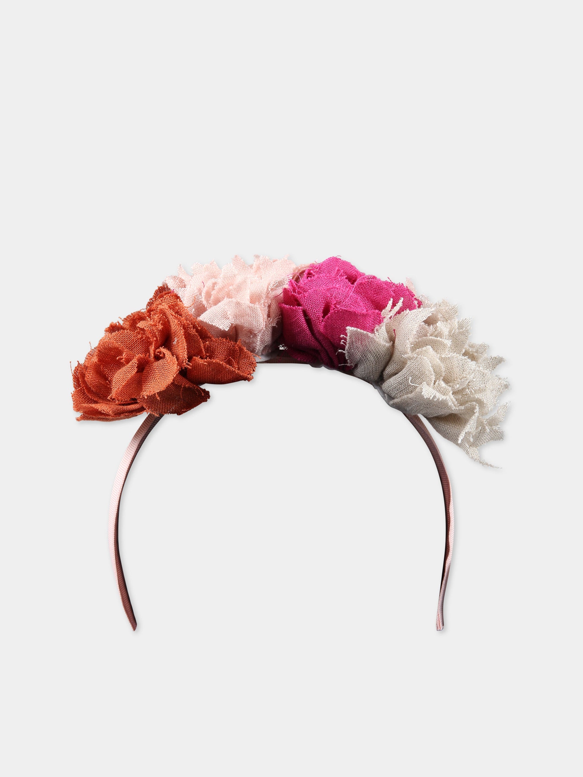 Cerchietto multicolor per bambina con applicazioni floreali,Caffe' D'orzo,ZS0A44 Z1444 505