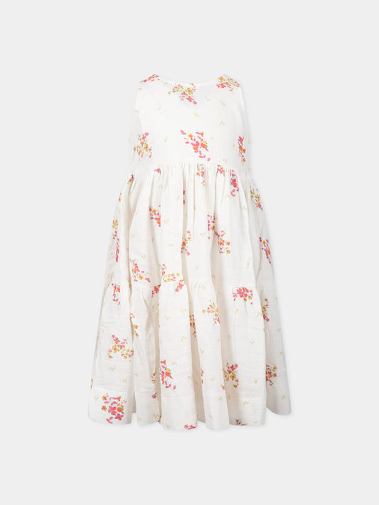 Vestito bianco per bambina con stampa,Caffe' D'orzo,ZS1A72 K0128 101RS