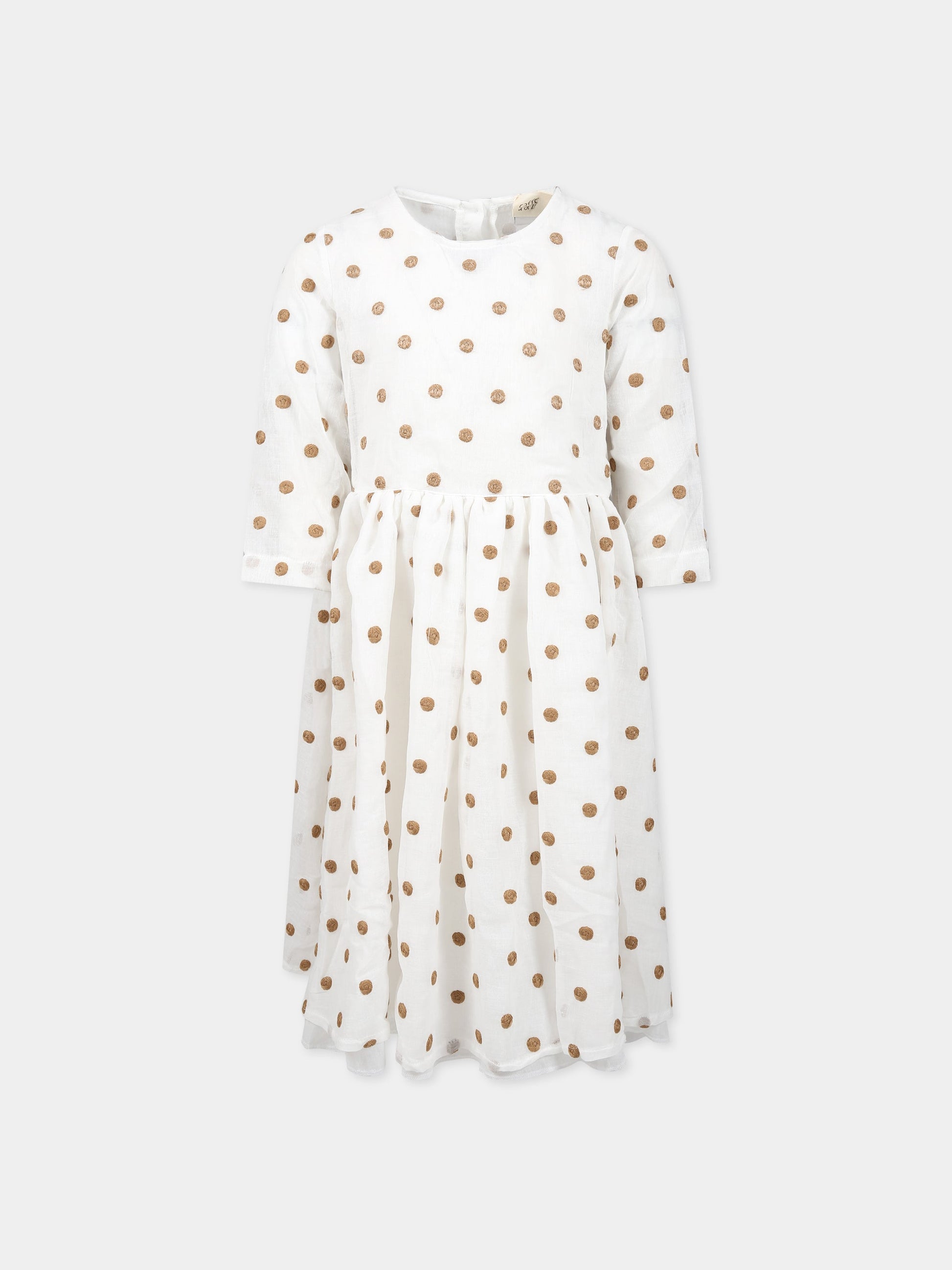 Vestito bianco per bambina con ricami,Caffe' D'orzo,ZS1A60 K0133 101MA