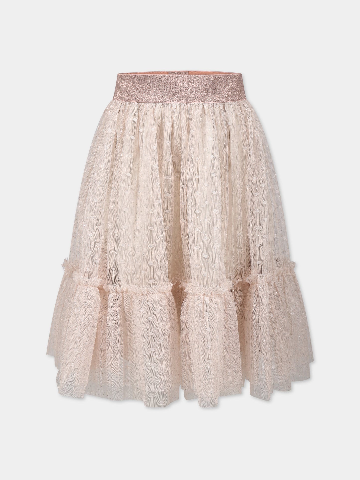 Gonna rosa per bambina con ricami e strass,Caffe' D'orzo,ZS7A34 T0045 504