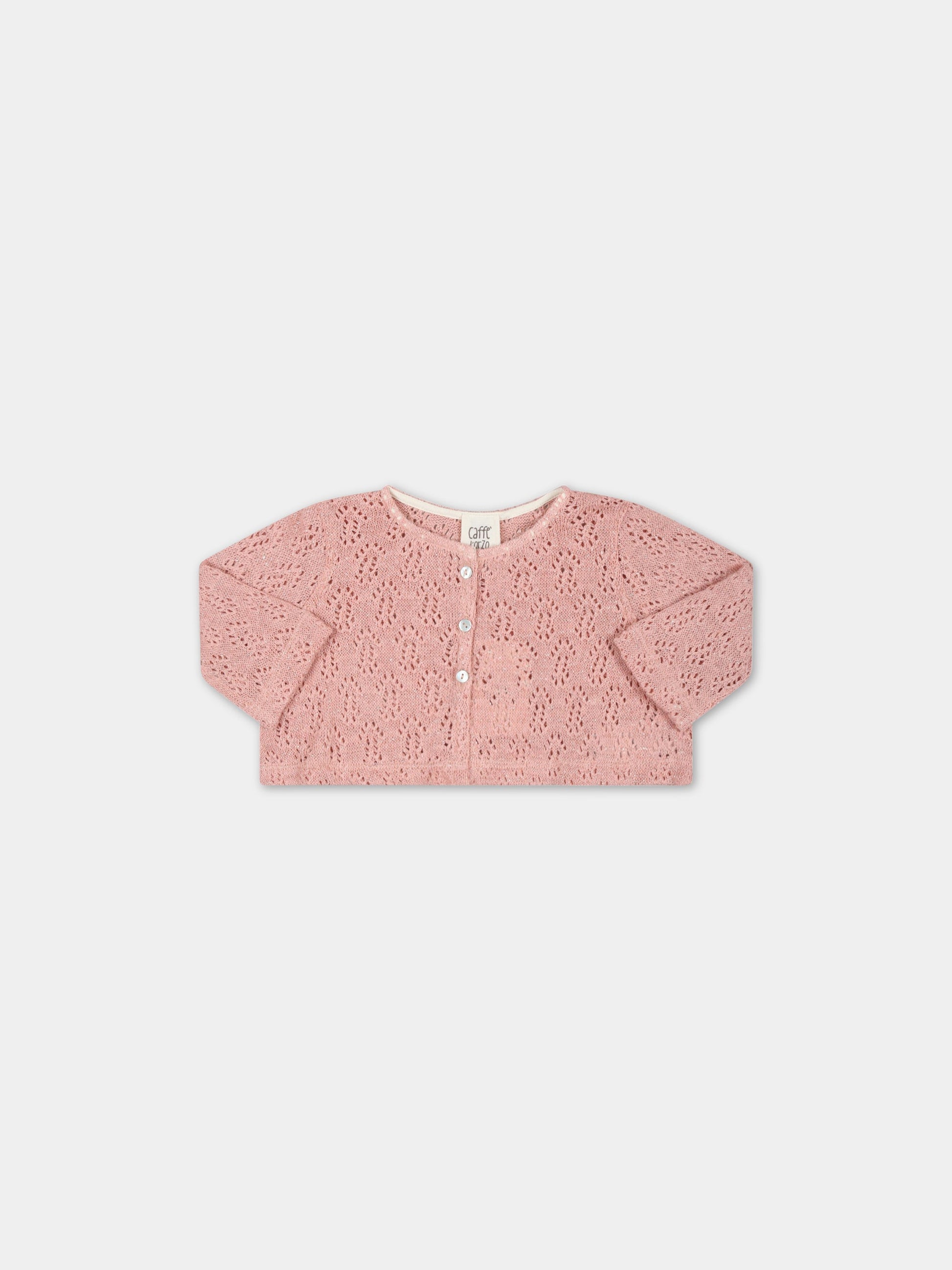 Cardigan rosa per neonata con dettagli in lurex,Caffe' D'orzo,ZS9000 Q0009 536
