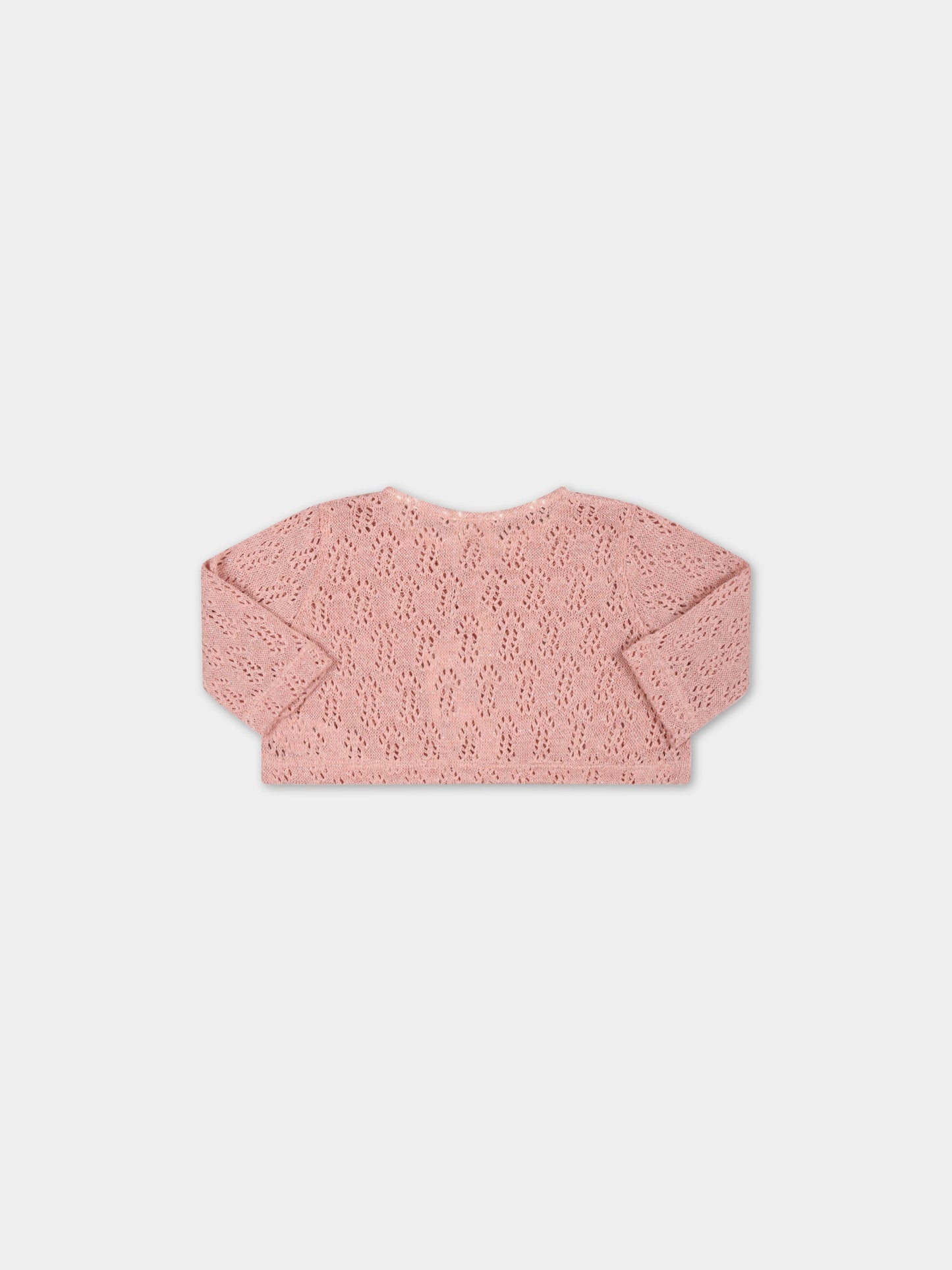 Cardigan rosa per neonata con dettagli in lurex,Caffe' D'orzo,ZS9000 Q0009 536