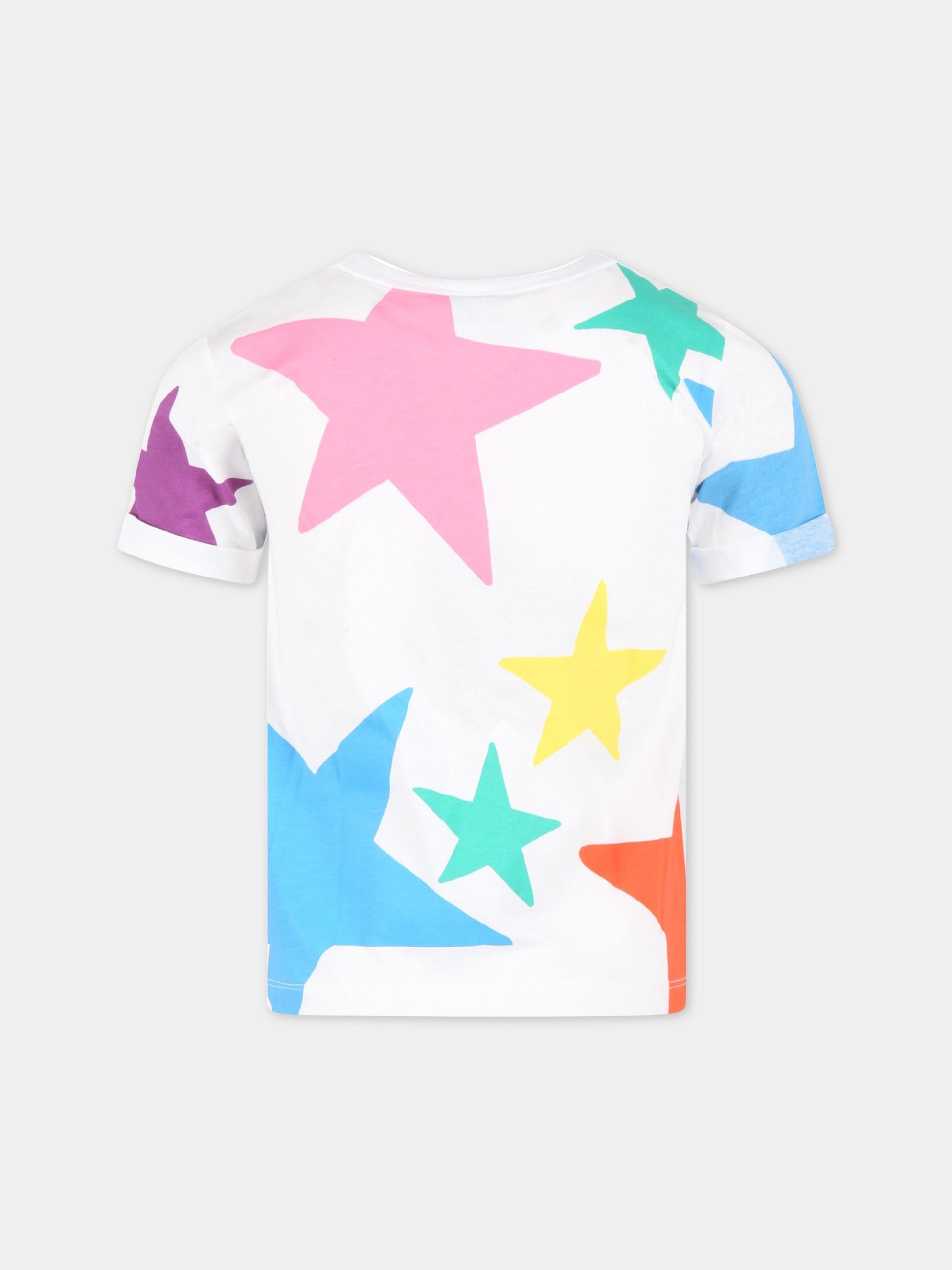 T-shirt bianca per bambina con stelle all-over,Stella Mccartney Kids,TS8C41 Z0913 100MC